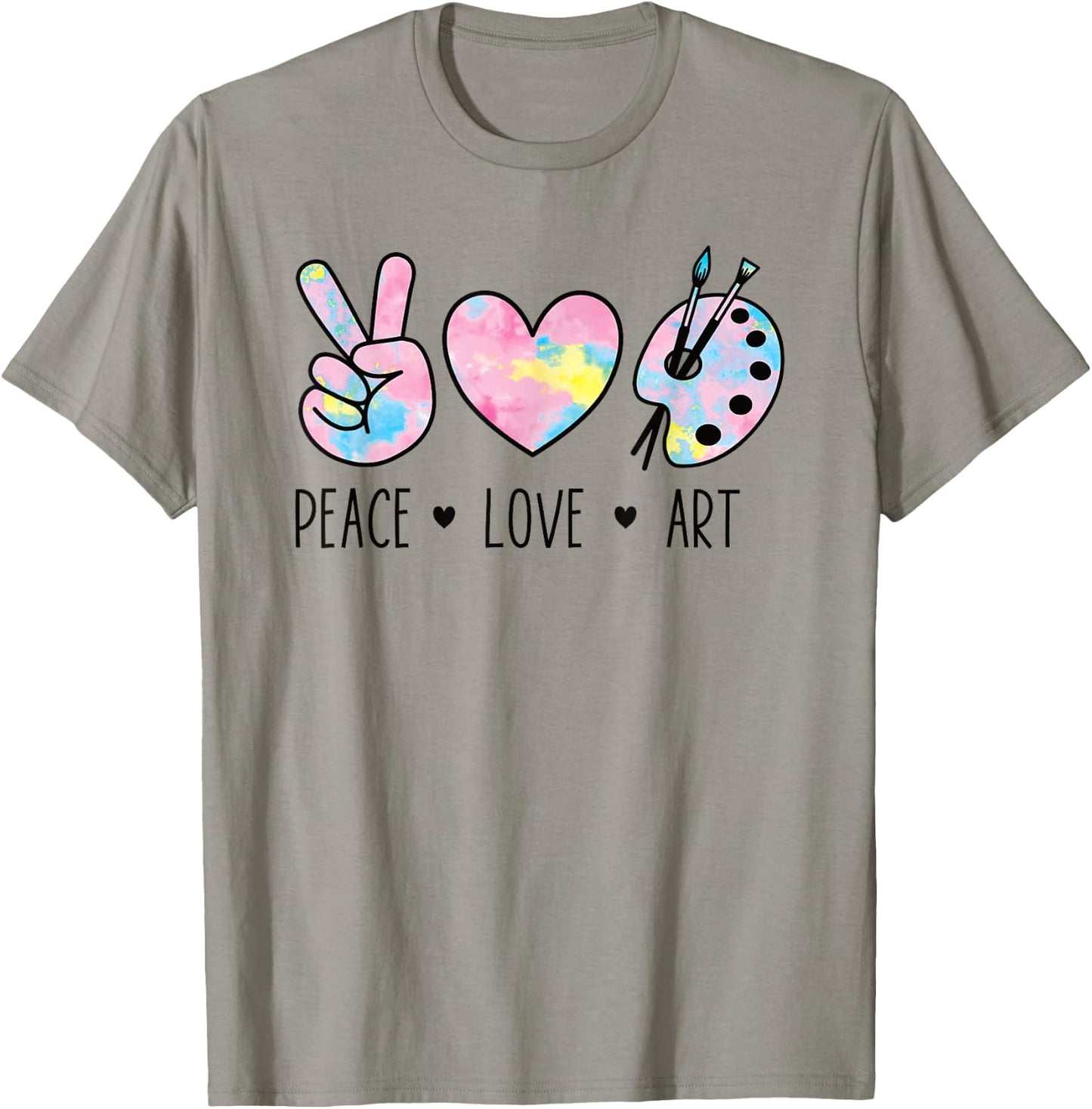 Peace Love Art Shirt Pastel Rainbow Tie Dye Artist Hippie T-Shirt - T-Shirt | Sand
