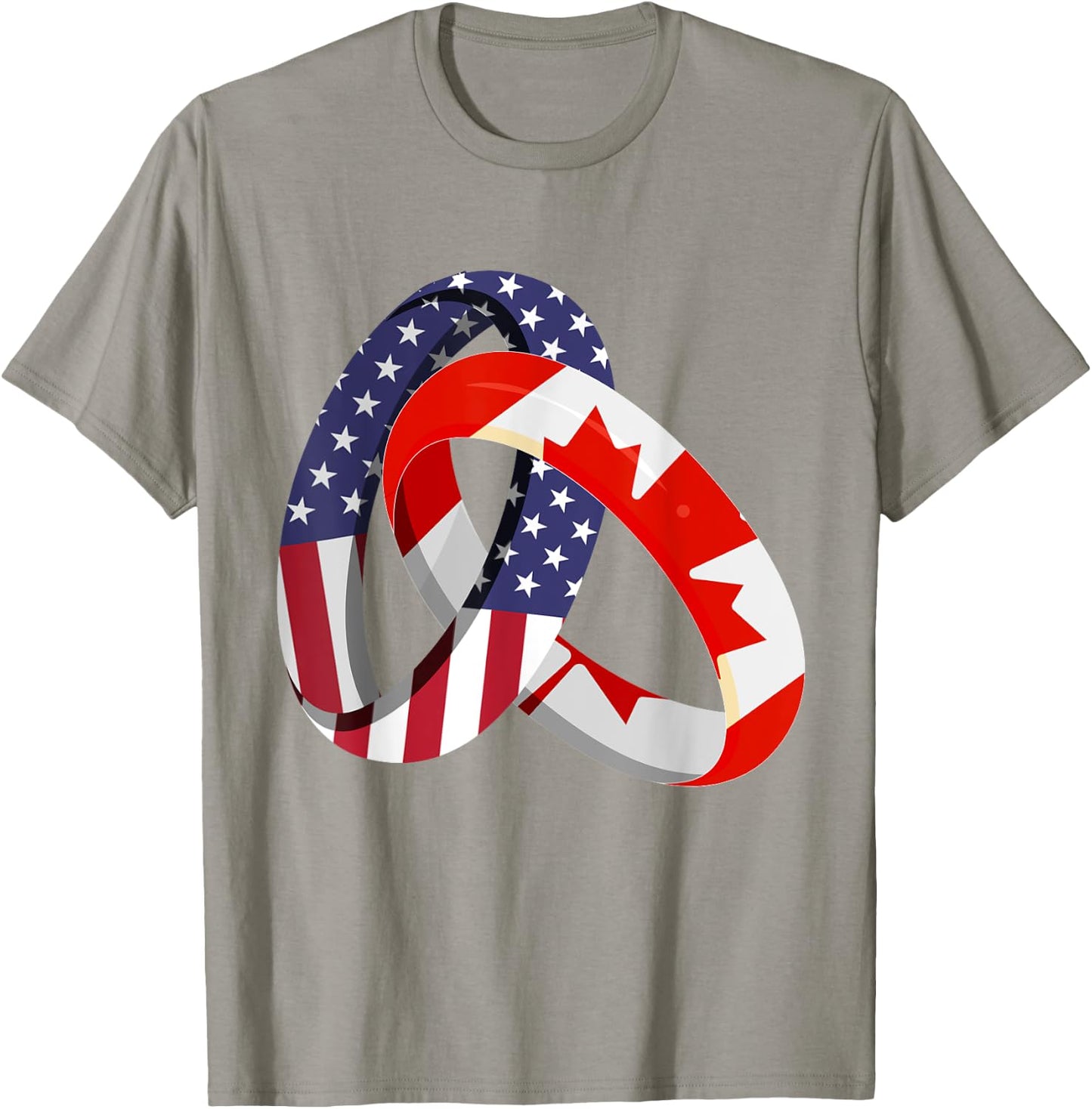 Canadian American Ring Heritage Month Patriot Flags T-Shirt - T-Shirt | Sand