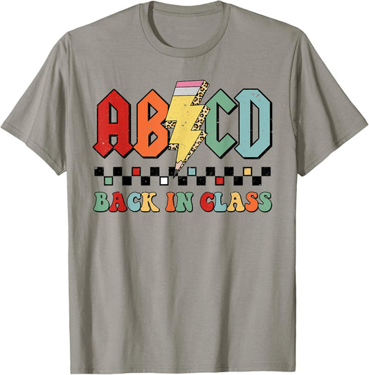 Back In Class ABCD Pencil Leopard Back To School Teachers T-Shirt - T-Shirt | Sand