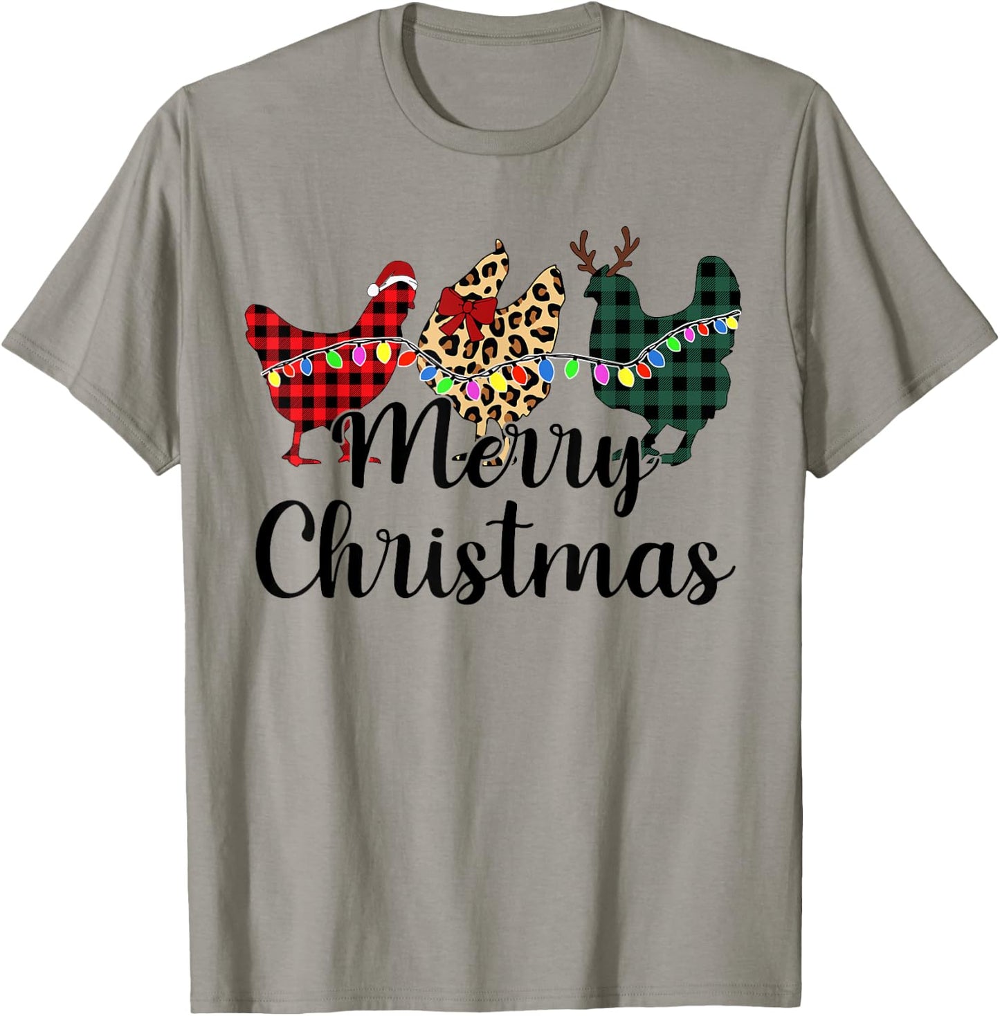 Buffalo Plaid Chickmas Merry Christmas Chicken Lover Xmas T-Shirt - T-Shirt | Sand