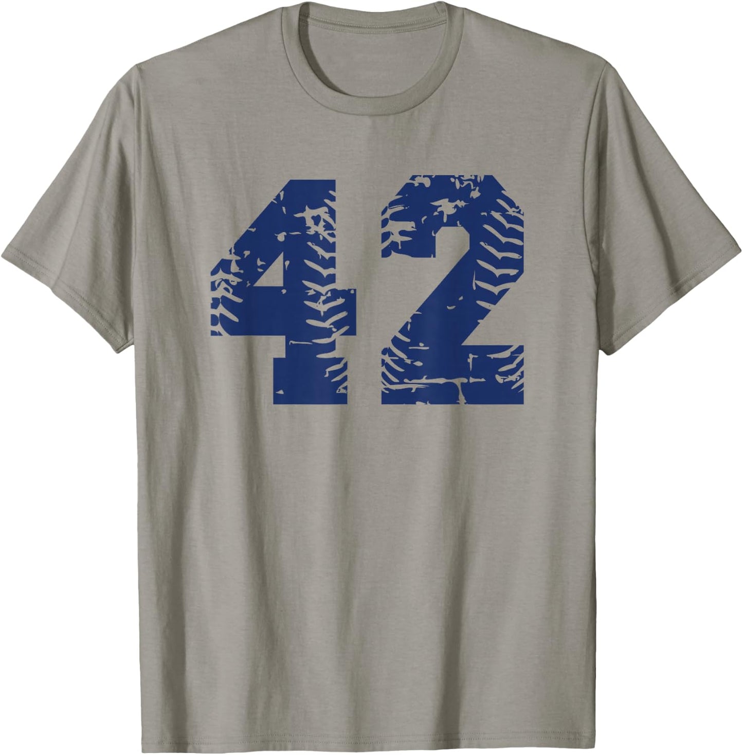 Number #42 Baseball Softball Blue Vintage Varsity Number T-Shirt - T-Shirt | Sand