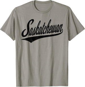 Saskatchewan Varsity Script Retro Vintage Sports Style T-Shirt - T-Shirt | Sand