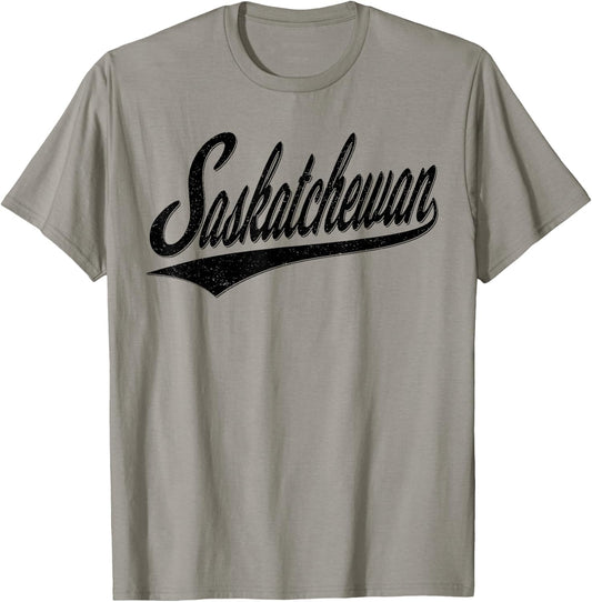 Saskatchewan Varsity Script Retro Vintage Sports Style T-Shirt - T-Shirt | Sand