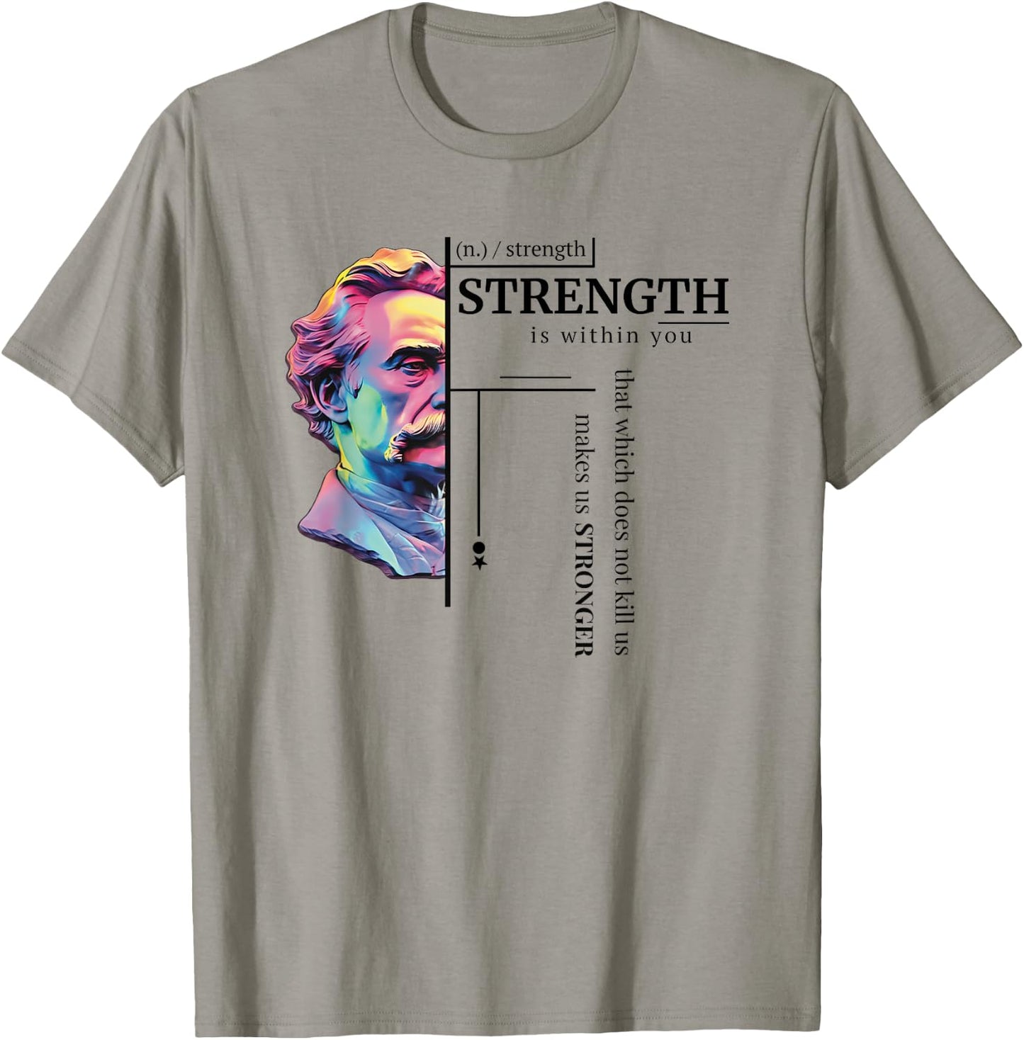 Friedrich Nietzsche Wisdom Philosophy Strength Of Character T-Shirt - T-Shirt | Sand