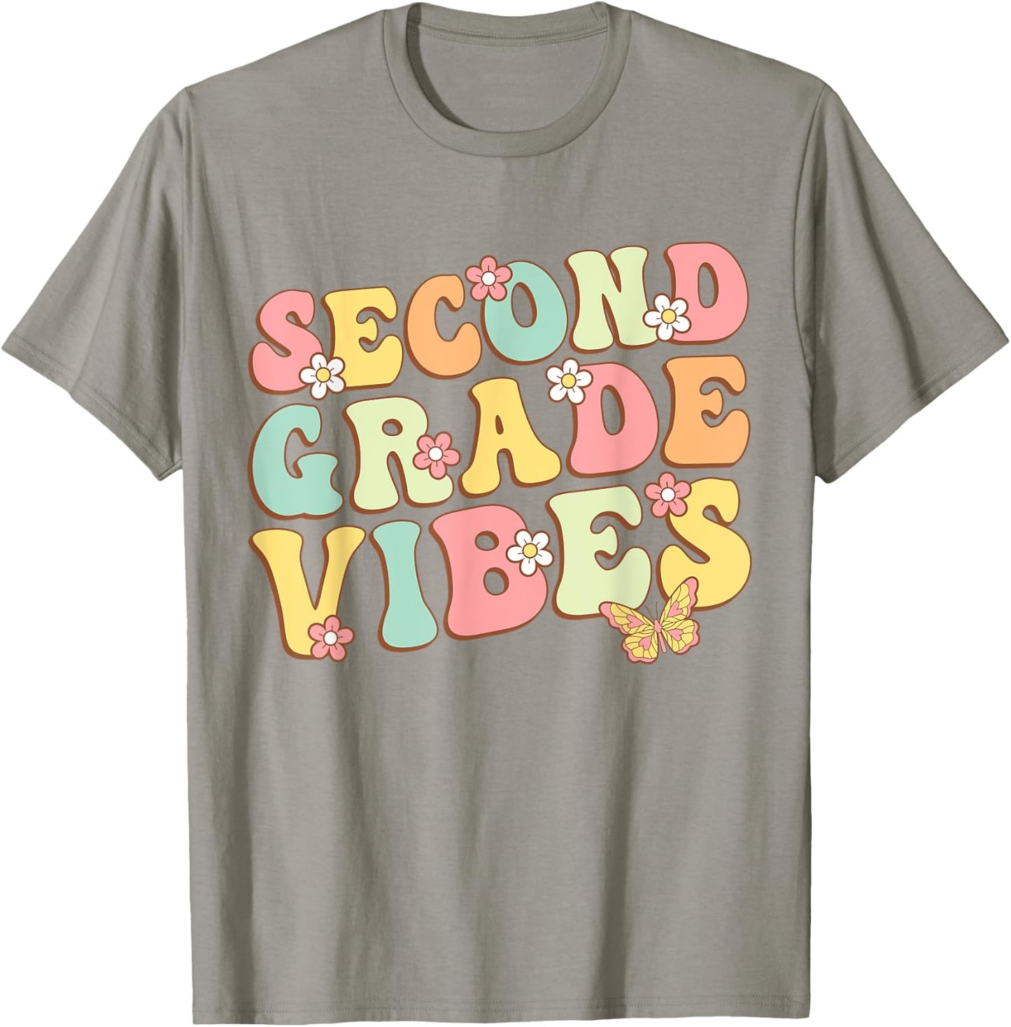 Second Grade Vibes Hello Team 2nd Grade Teacher Kids Retro T-Shirt - T-Shirt | Sand