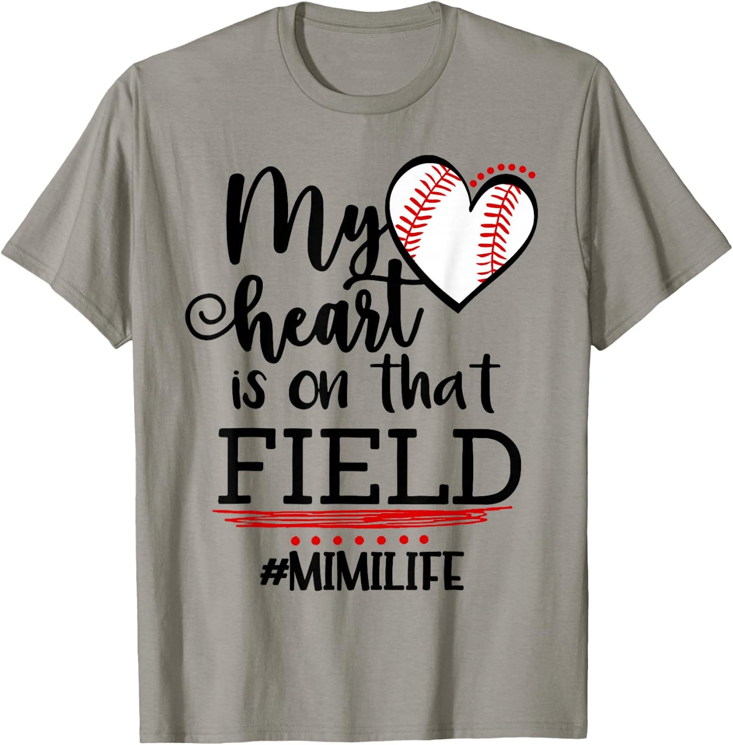 My Heart is on That Field Ballpark Mama Baseball Mimi T-Shirt - T-Shirt | Sand