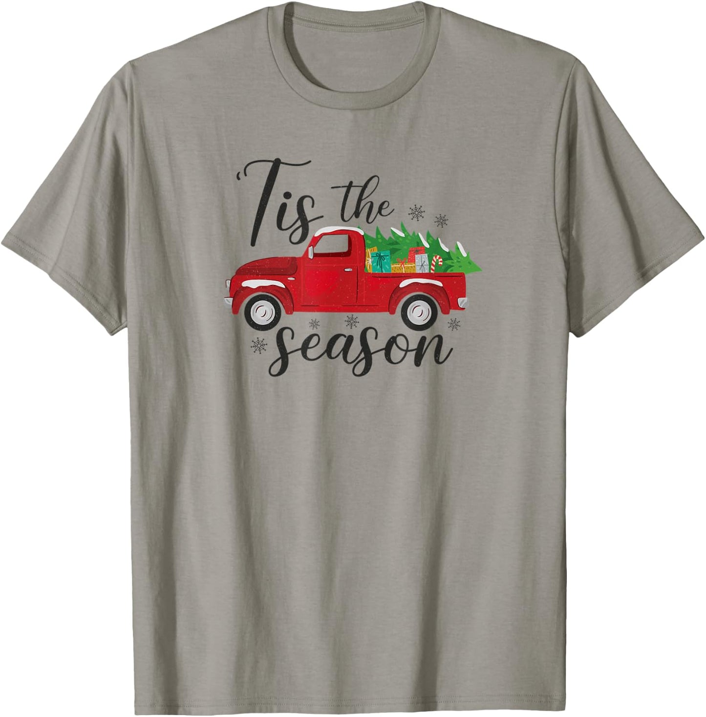 Tis The Season, Holiday Nostalgia Red Truck T-Shirt - T-Shirt | Sand