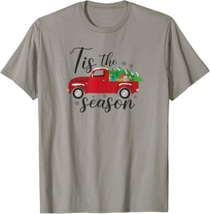 Tis The Season, Holiday Nostalgia Red Truck T-Shirt - T-Shirt | Sand