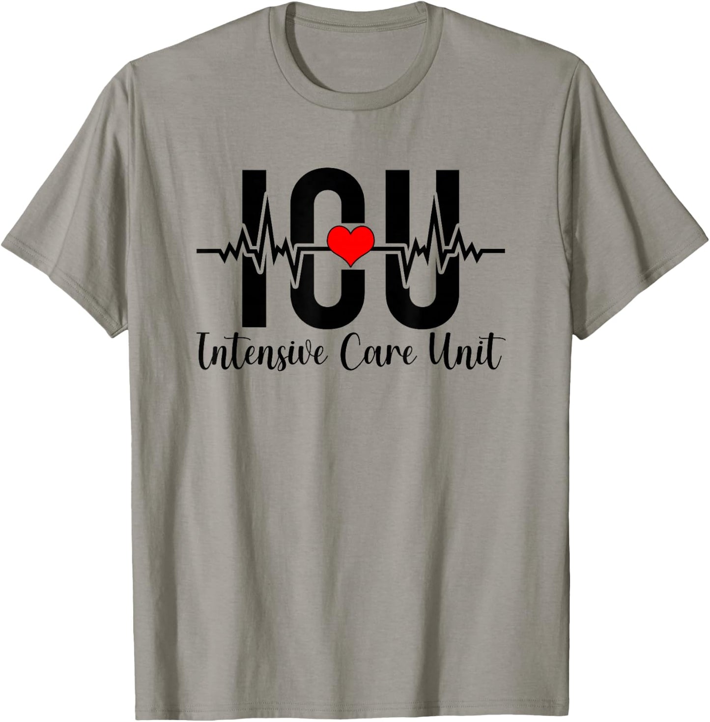 ICU Intensive Care Unit Nurse Heartbeat ICU Nurse T-Shirt - T-Shirt | Sand