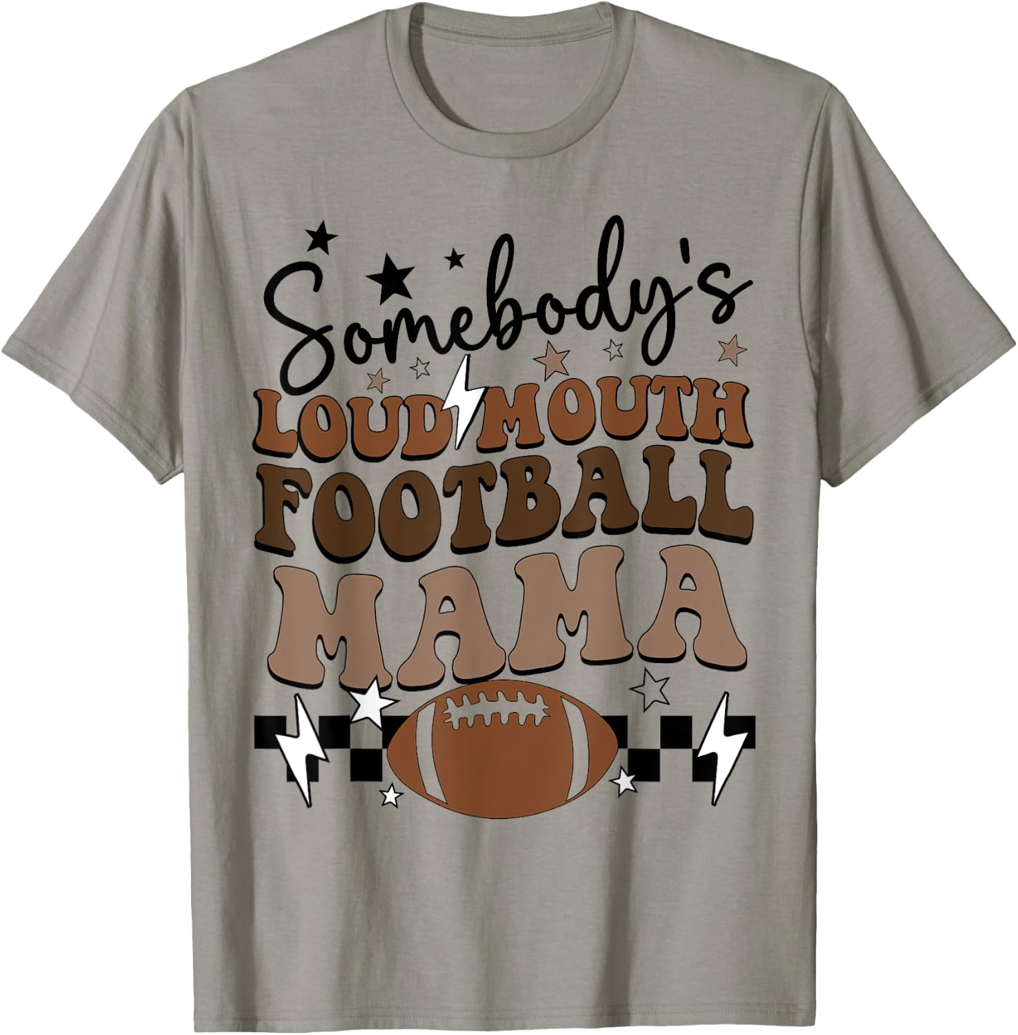 Somebody's Loudmouth Football Mama retro groovy football mom T-Shirt - T-Shirt | Sand