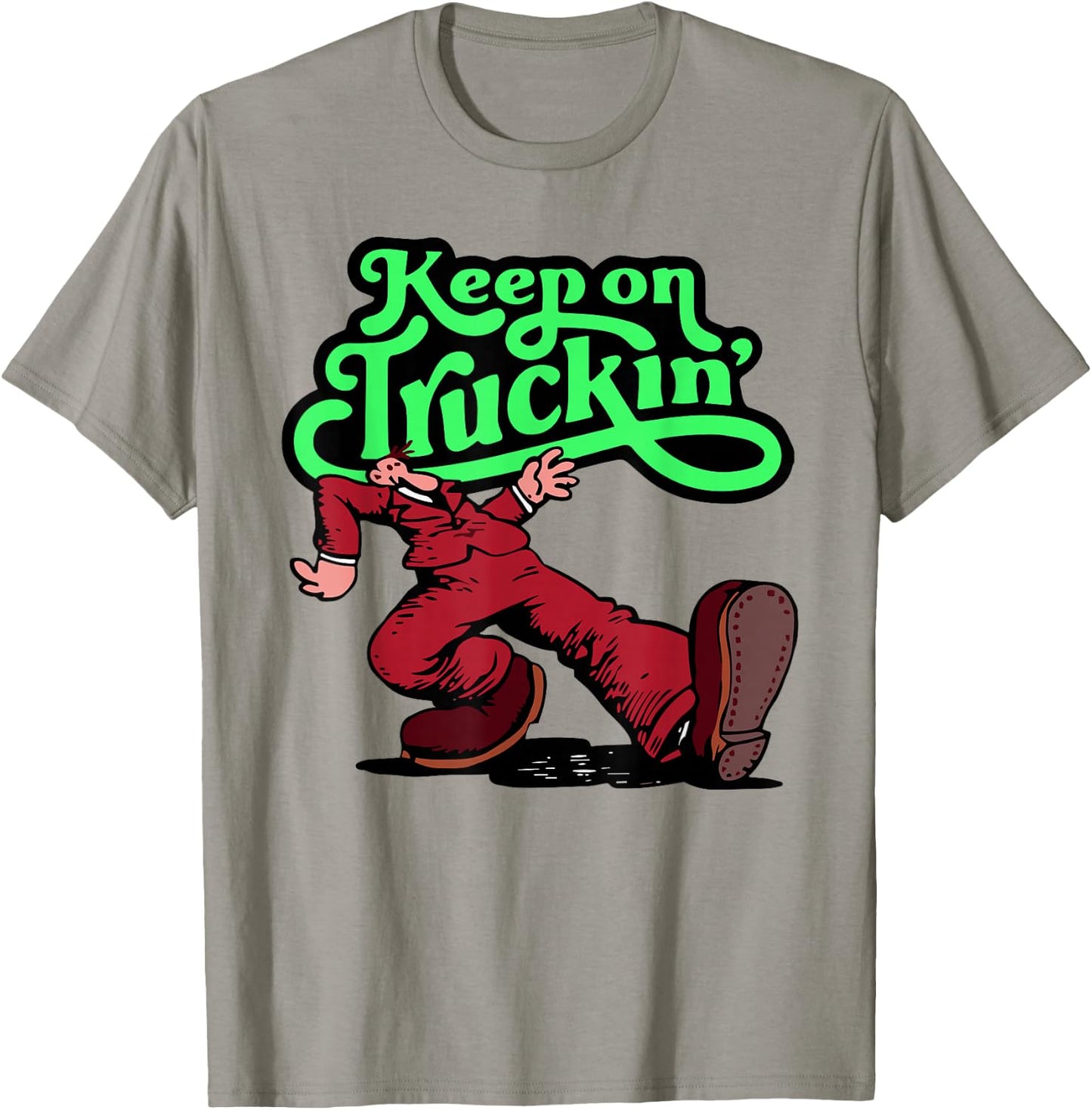 Keep on Trucking -Adults Grey Cartoon Small T-Shirt - T-Shirt | Sand