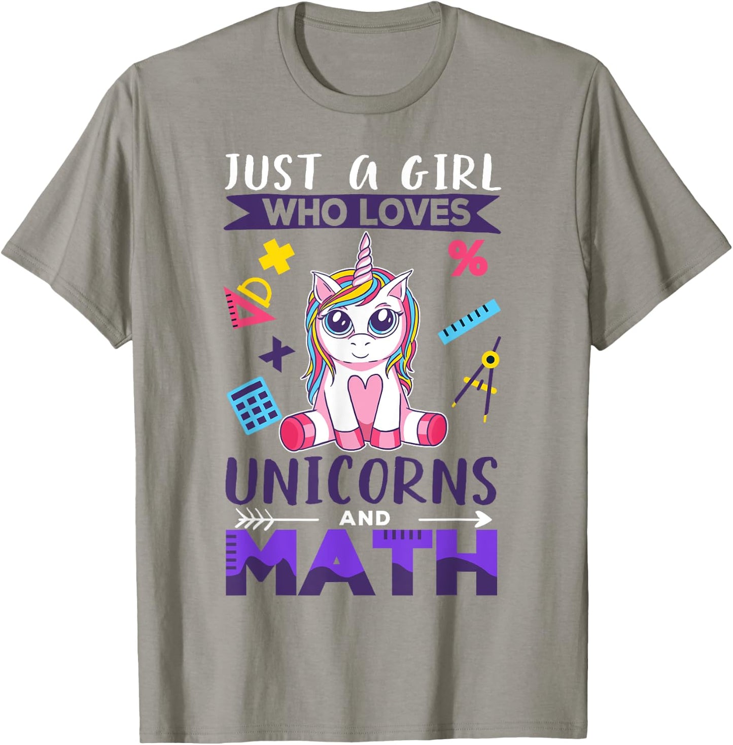 Just A Girl Who Loves Unicorns And Math T-Shirt - T-Shirt | Sand