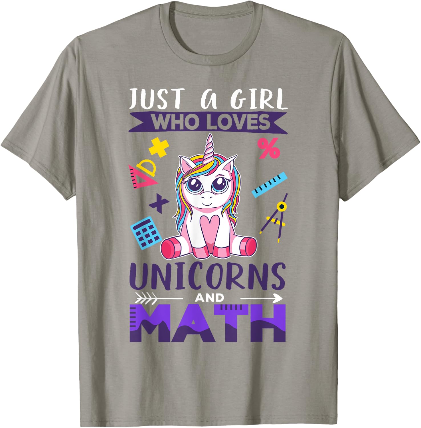 Just A Girl Who Loves Unicorns And Math T-Shirt - T-Shirt | Sand