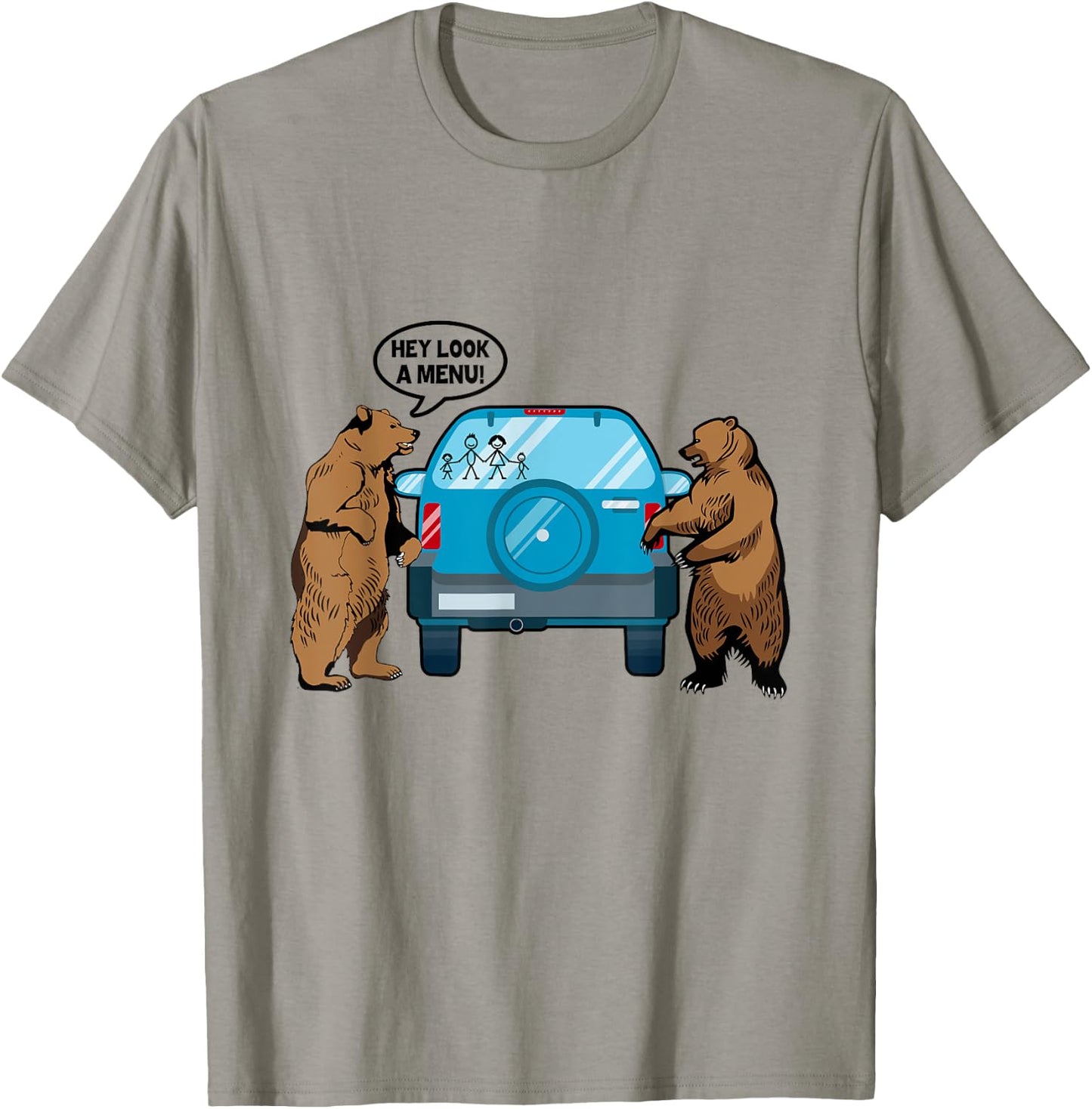 Hey Look A Menu Funny Camping Camper Hiking Bear Outdoor T-Shirt - T-Shirt | Sand