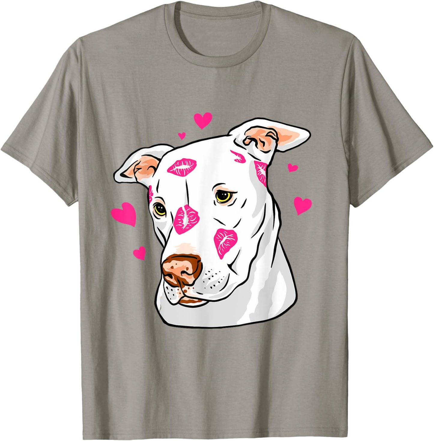 Pit Bull Terrier Kiss Lips Hearts T-Shirt - T-Shirt | Sand