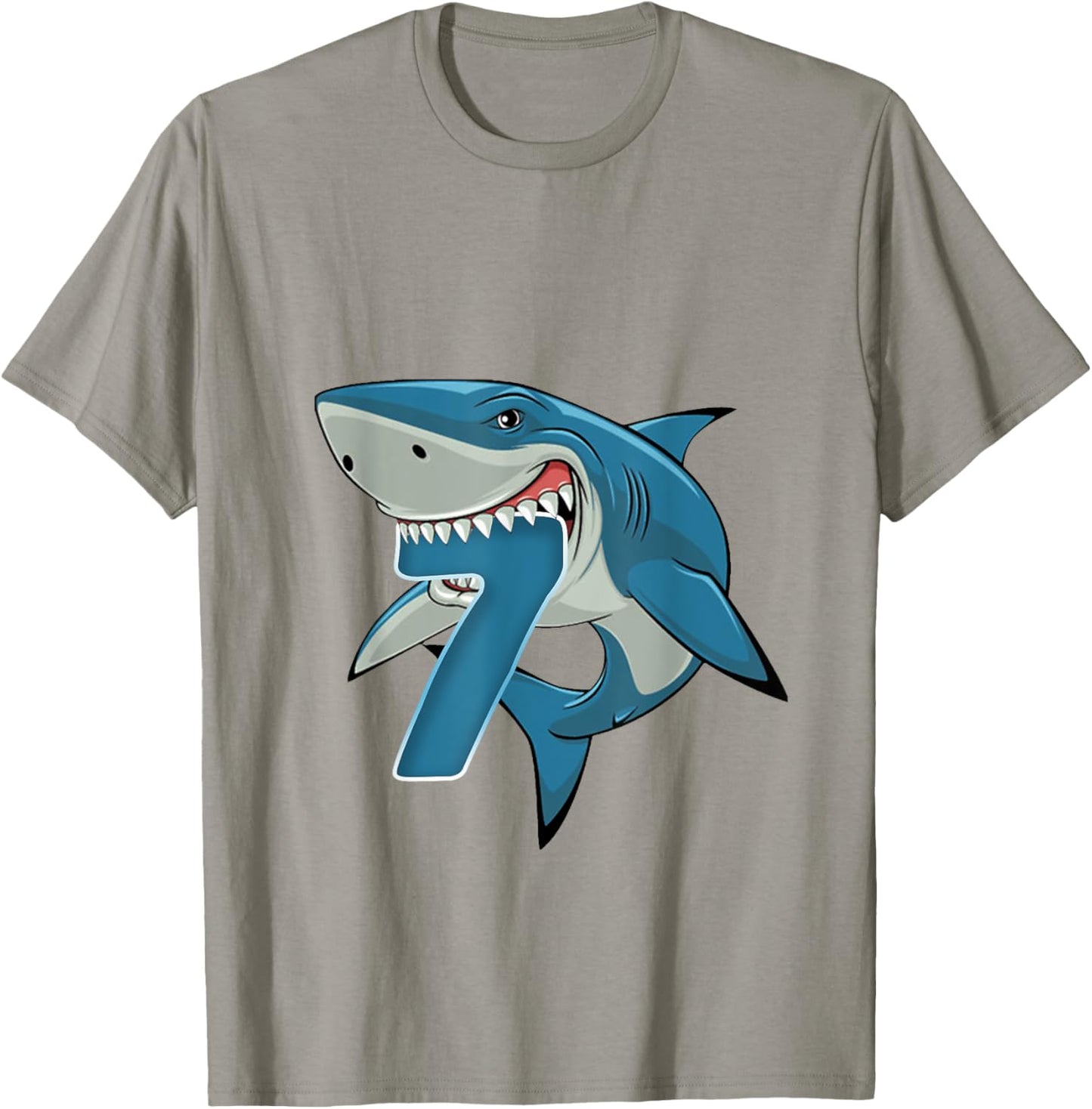 7th Birthday Shark 7 Year Old Birthday Shark Theme Party T-Shirt - T-Shirt | Sand