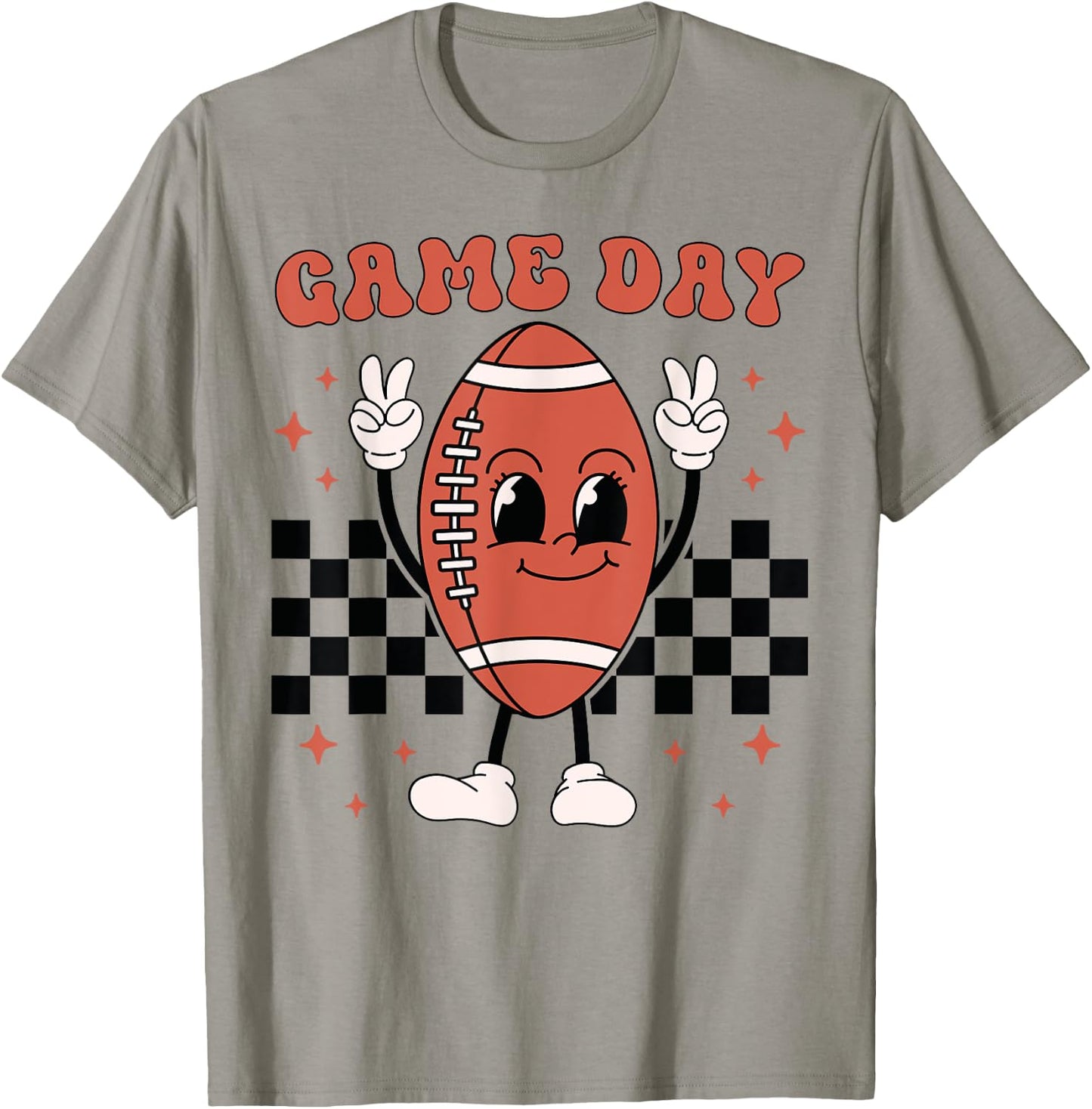 Retro Groovy Game Day American Football Players Fans Outfit T-Shirt - T-Shirt | Sand