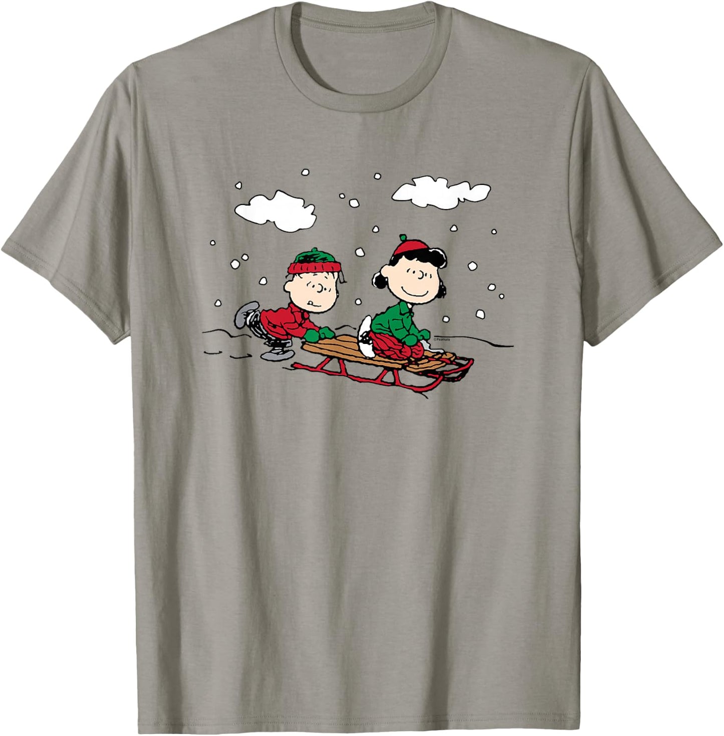 Peanuts Linus Lucy Sledge T-Shirt - T-Shirt | Sand