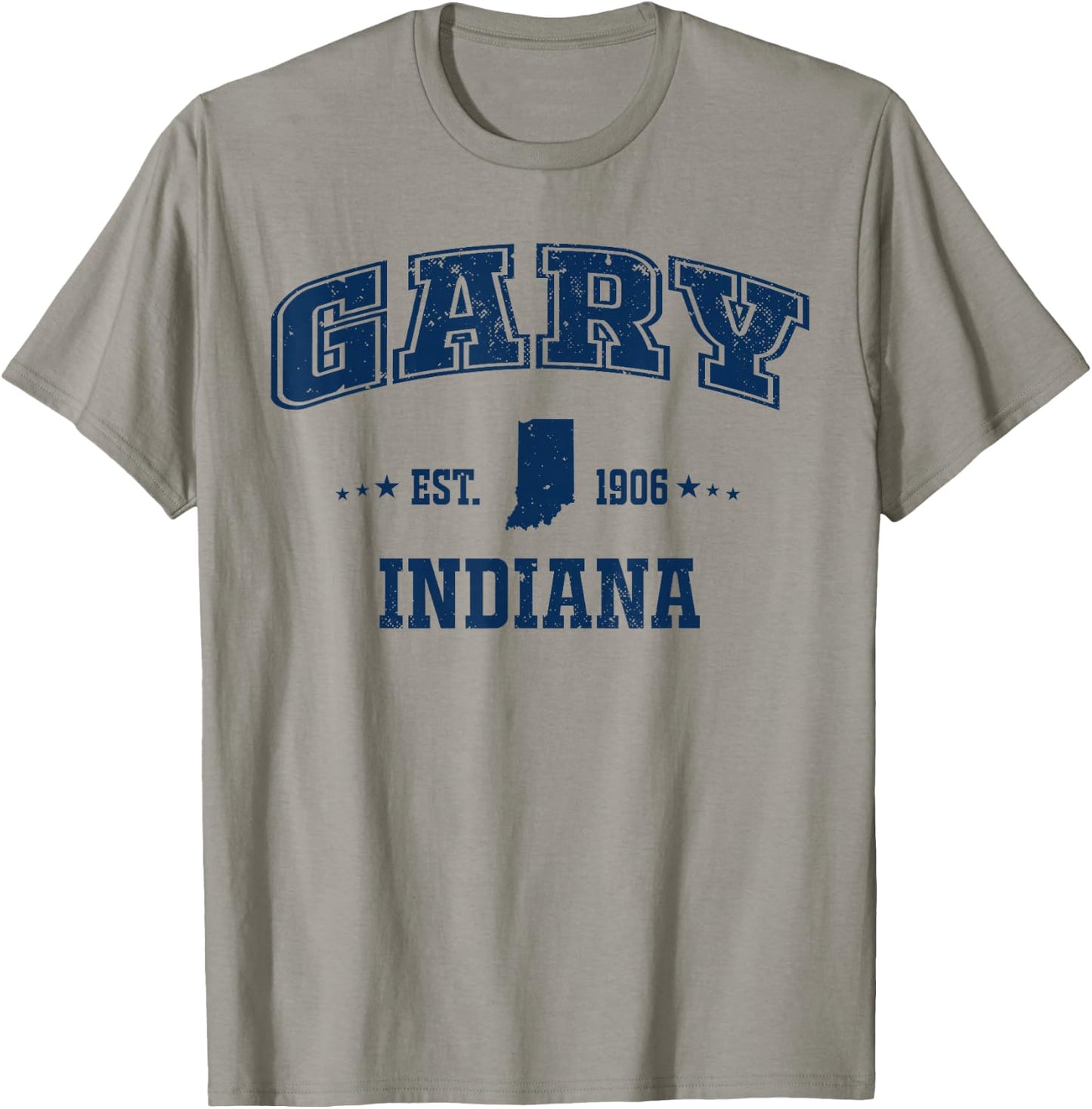 Gary Indiana IN Vintage Sports Navy Athletic T-Shirt - T-Shirt | Sand