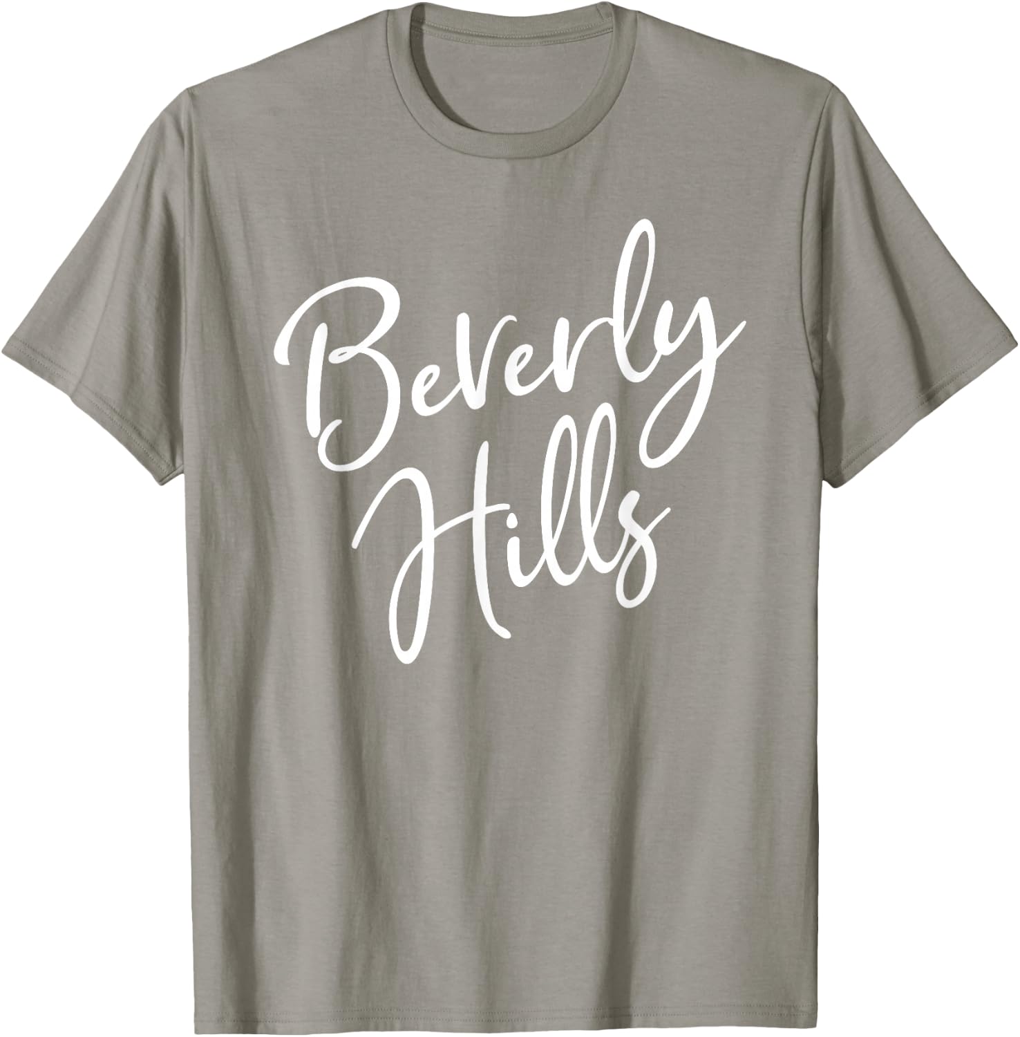 Beverly Hills Script Text Pink with White Print T-Shirt - T-Shirt | Sand