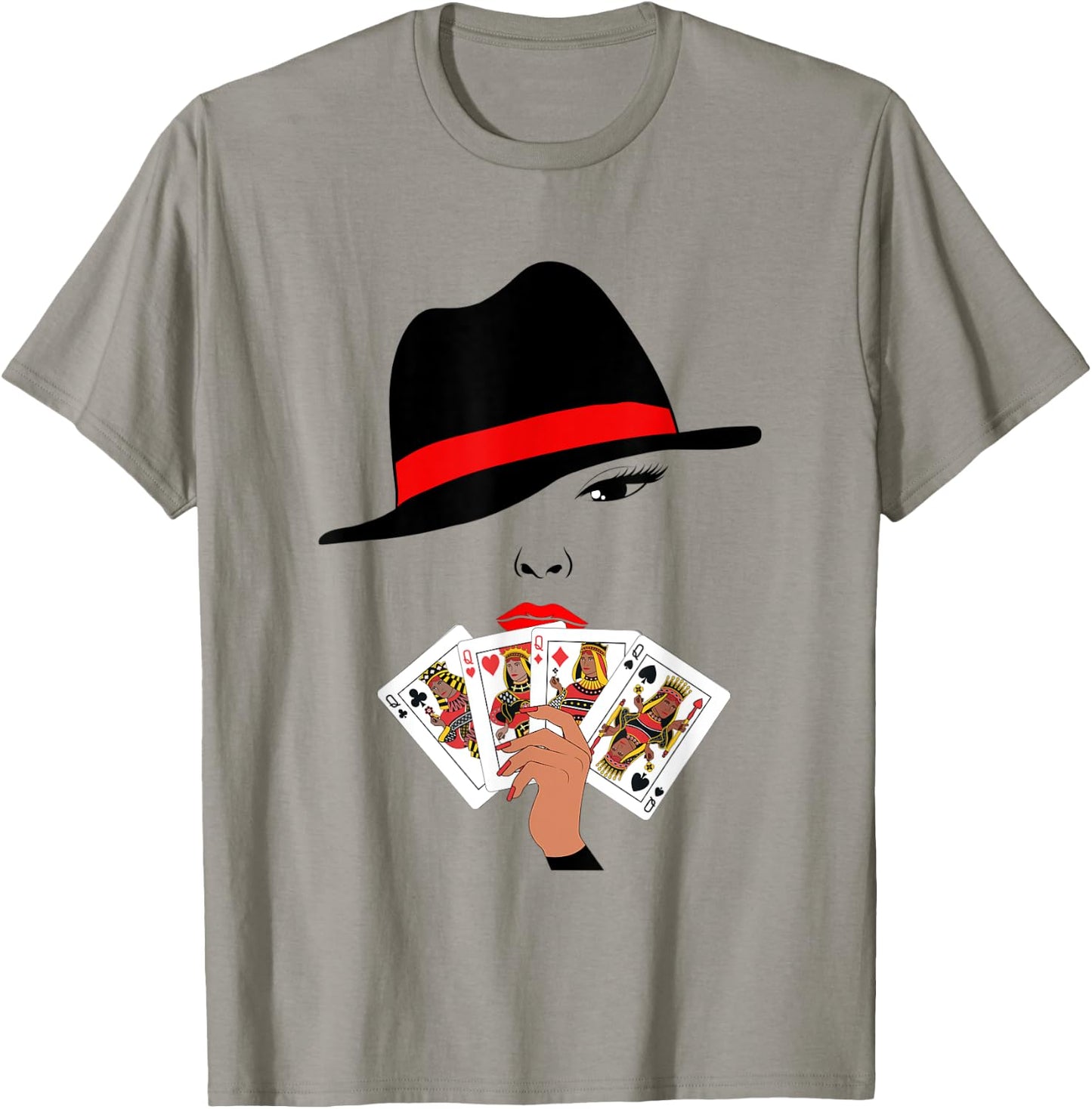 Melanin Queens Playing Cards Poker Player Gambling Hand T-Shirt - T-Shirt | Sand