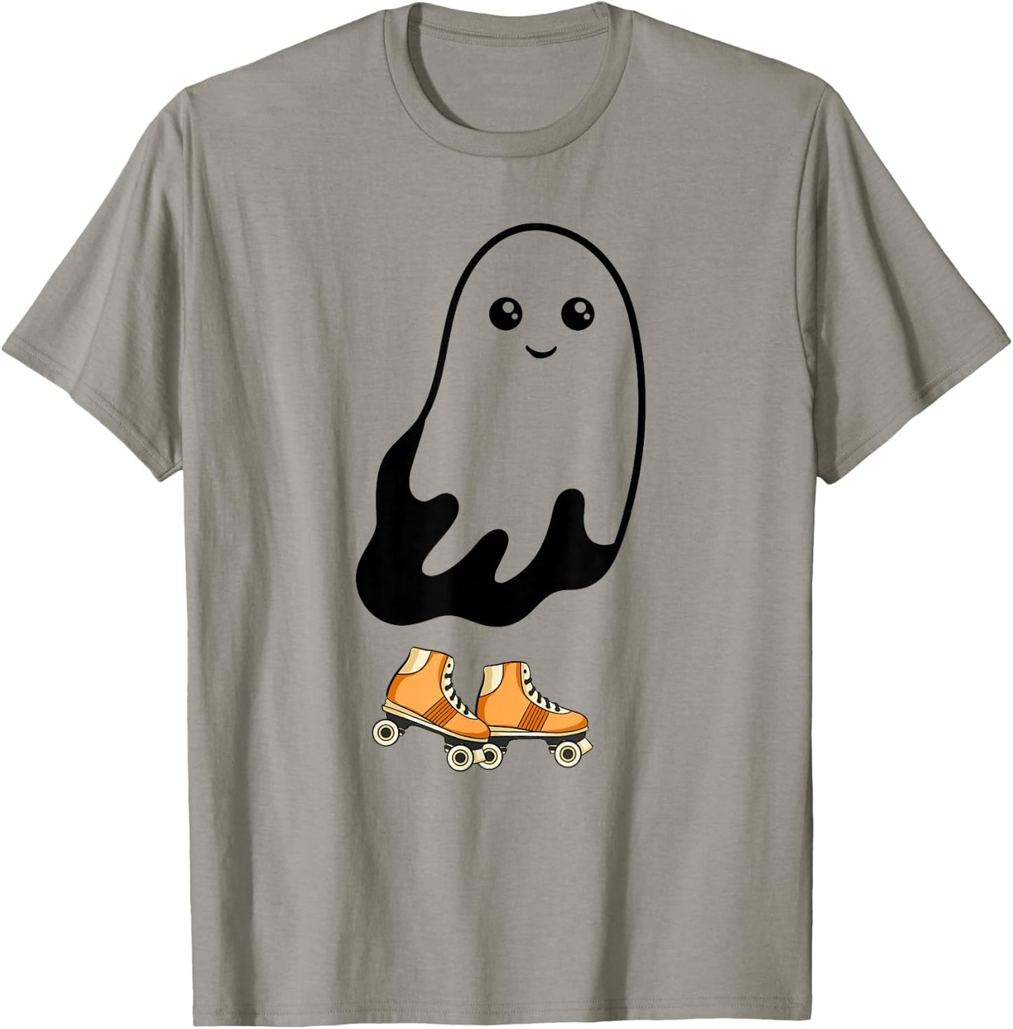 Ghost Roller Skating Funny Halloween Roller Skate Ghost T-Shirt - T-Shirt | Sand