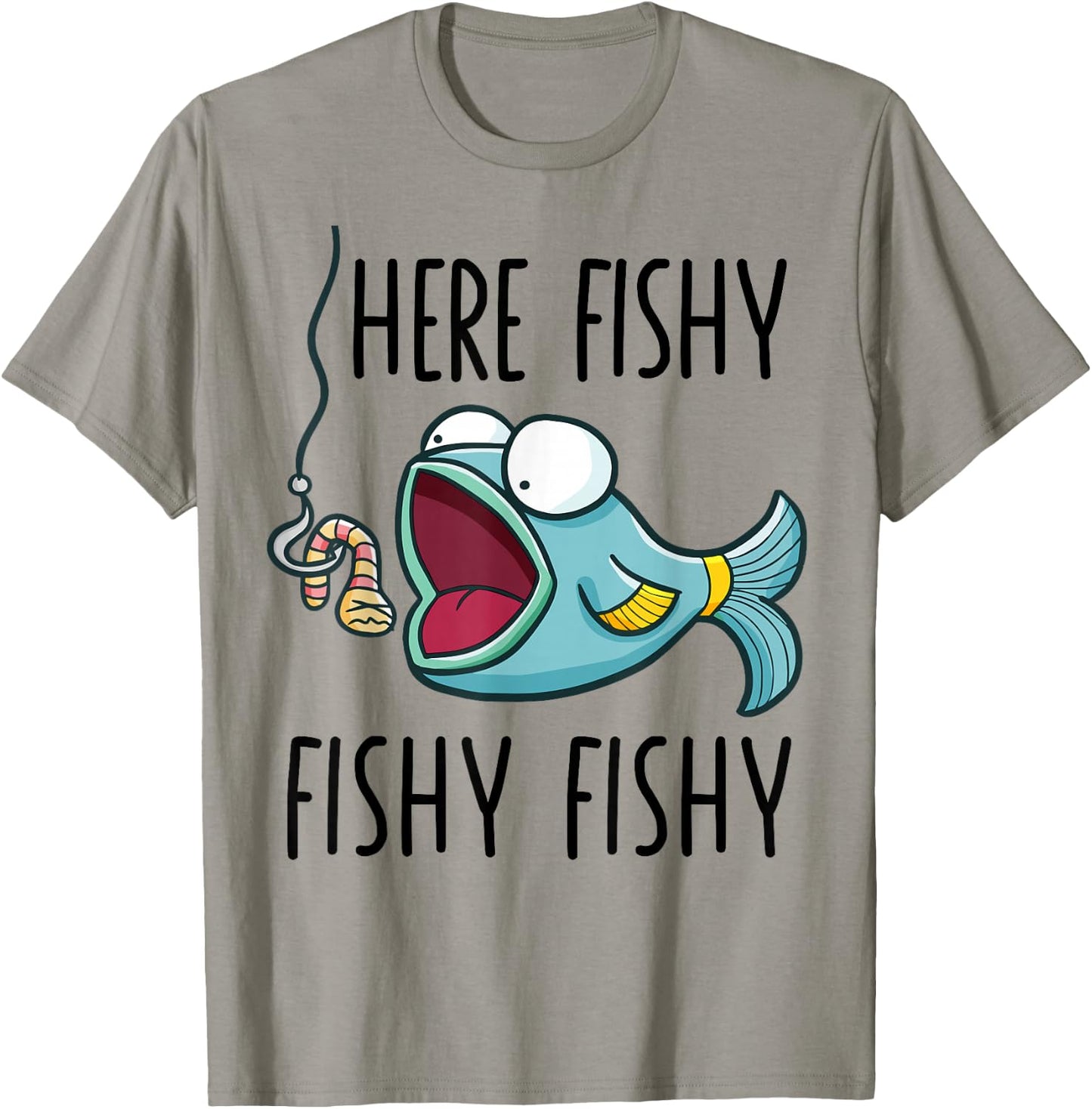 Here-Fishy Shirt Women Youth Boys Kids Toddler Funny Fishing T-Shirt - T-Shirt | Sand