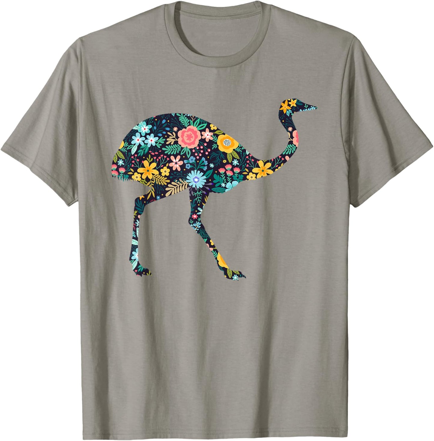 Floral Rhea Bird Silhouette Girls Graphic T-Shirt - T-Shirt | Sand