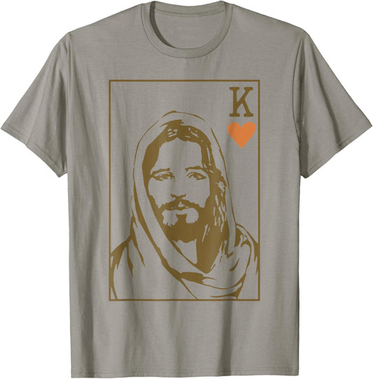 King of Hearts Card Christian T-Shirt - T-Shirt | Sand