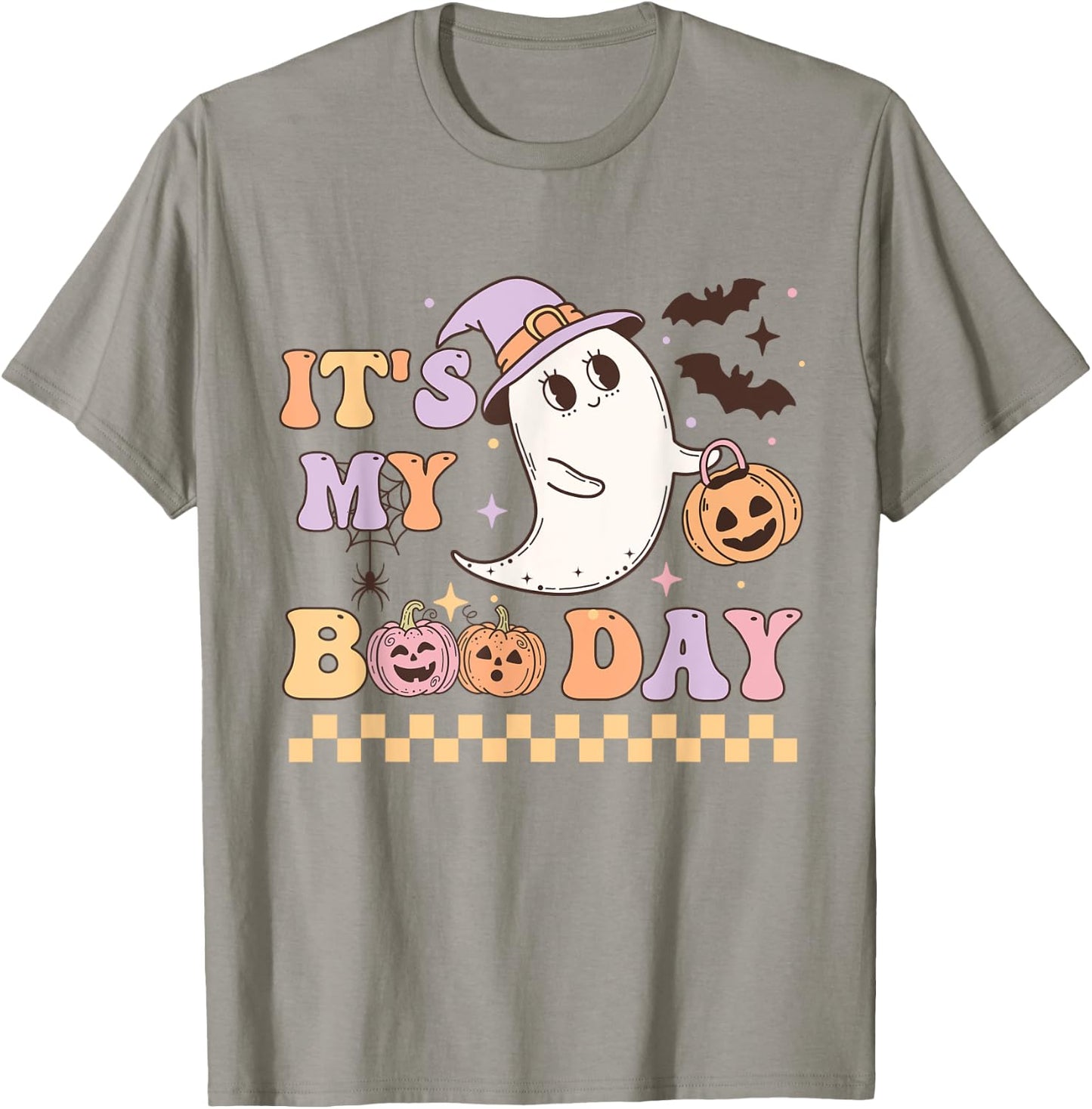 Funny Its My Boo Day Cute Halloween Birthday Ghost Pink Bow T-Shirt - T-Shirt | Sand