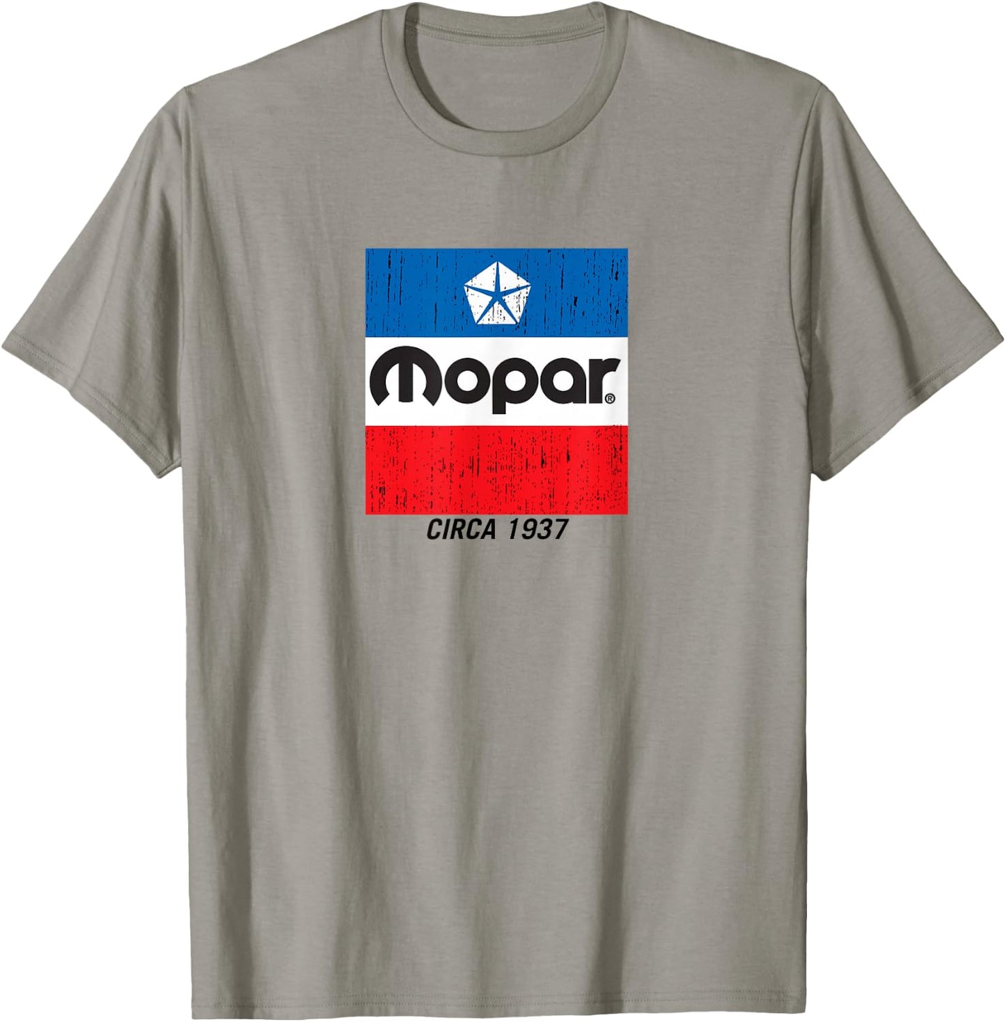 Mopar Distressed Retro Flag Logo T-Shirt - T-Shirt | Sand