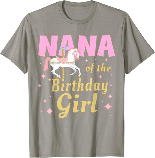 Nana Carousel Party 1st First Birthday Girl Family Matching T-Shirt - T-Shirt | Sand