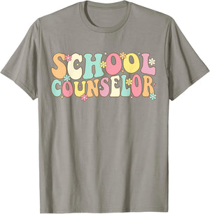 Groovy School Counselor Back To School Teacher Counseling Men Women Girls Kids T-Shirt - T-Shirt | Sand