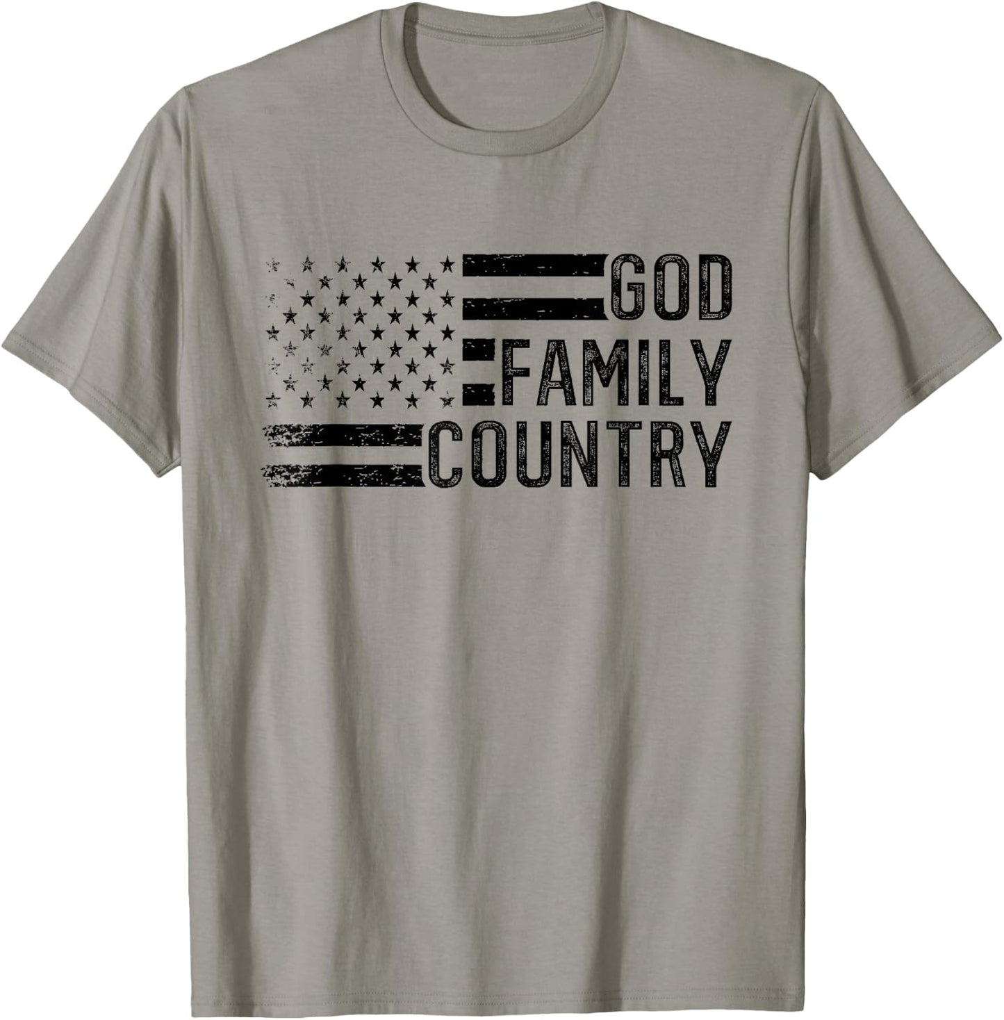 God Family Country - Patriotic Christian US Flag T-Shirt - T-Shirt | Sand