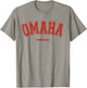 Omaha Nebraska NE Red Letter Graphic on Omaha T-Shirt - T-Shirt | Sand