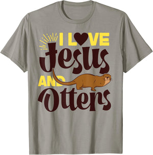 Otter Jesus Faith Christian I Love Jesus And Otters T-Shirt - T-Shirt | Sand
