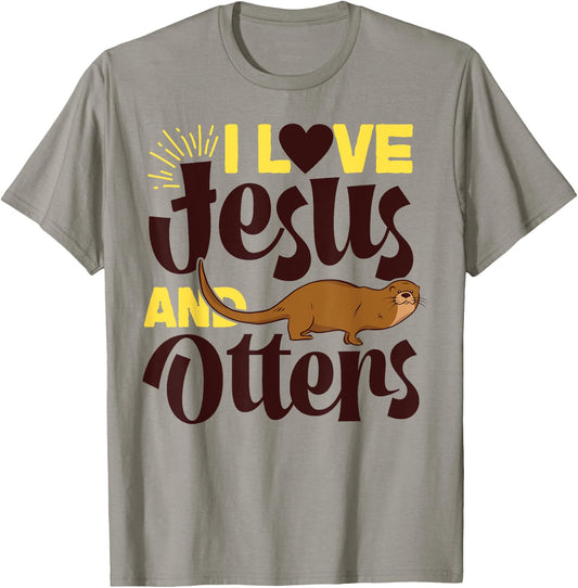 Otter Jesus Faith Christian I Love Jesus And Otters T-Shirt - T-Shirt | Sand