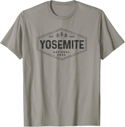 Retro Yosemite California Established 1890 National Park T-Shirt - T-Shirt | Sand