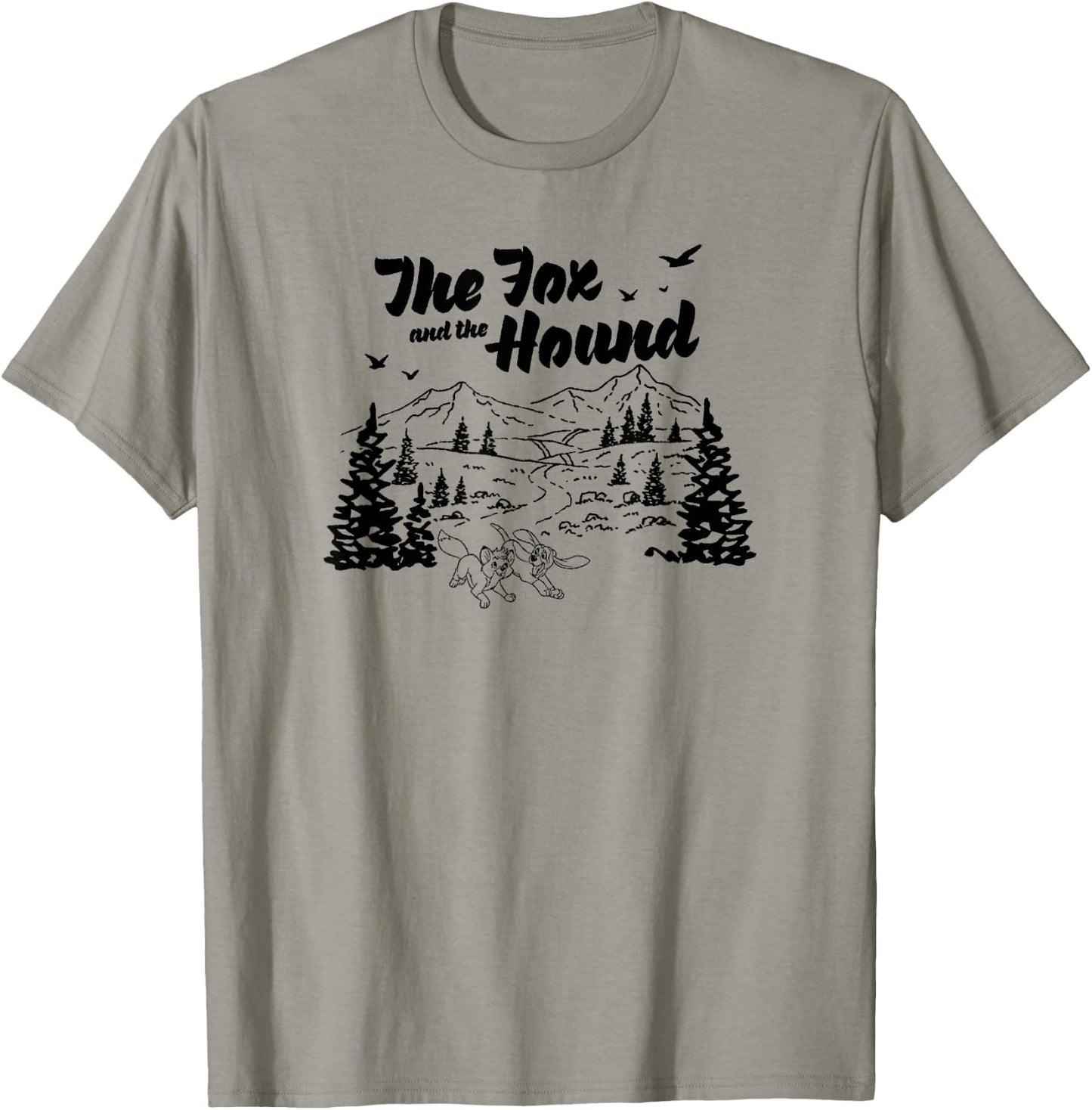 Disney The Fox and the Hound Friends Landscape Vintage Logo T-Shirt - T-Shirt | Sand