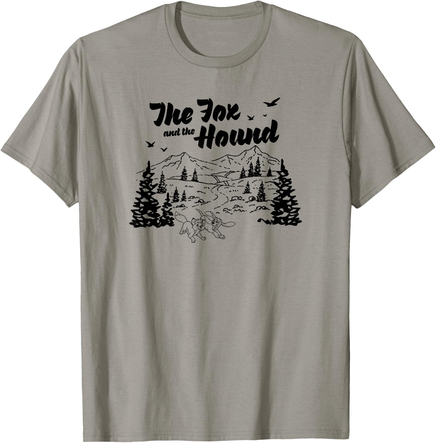 Disney The Fox and the Hound Friends Landscape Vintage Logo T-Shirt - T-Shirt | Sand
