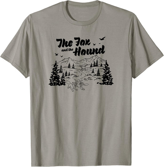 Disney The Fox and the Hound Friends Landscape Vintage Logo T-Shirt - T-Shirt | Sand
