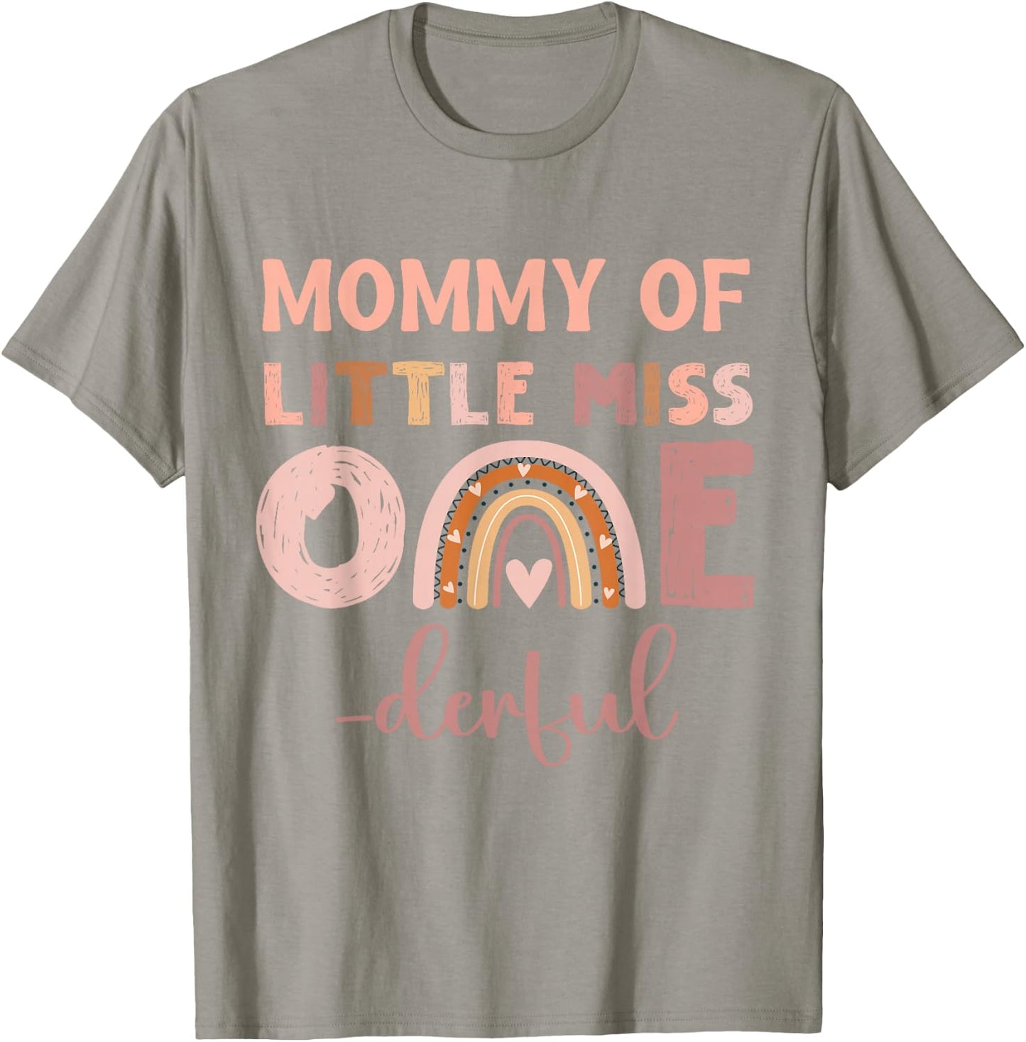 Boho Mommy of Miss Onederful 1st Birthday Girl Cute Rainbo Small T-Shirt - T-Shirt | Sand