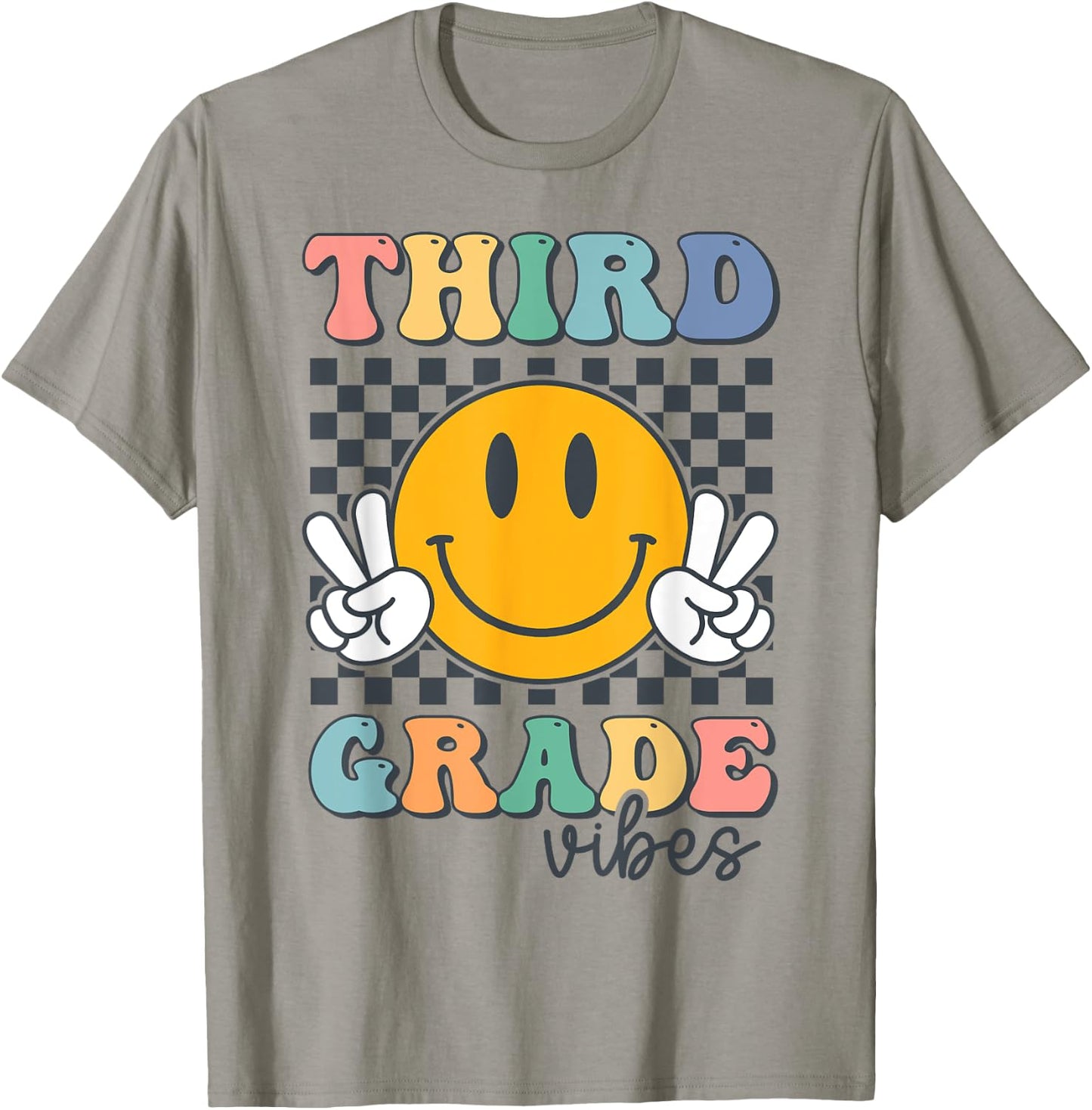 Third Grade Vibes Retro Smile Back To School 3rd Grade Team T-Shirt - T-Shirt | Sand