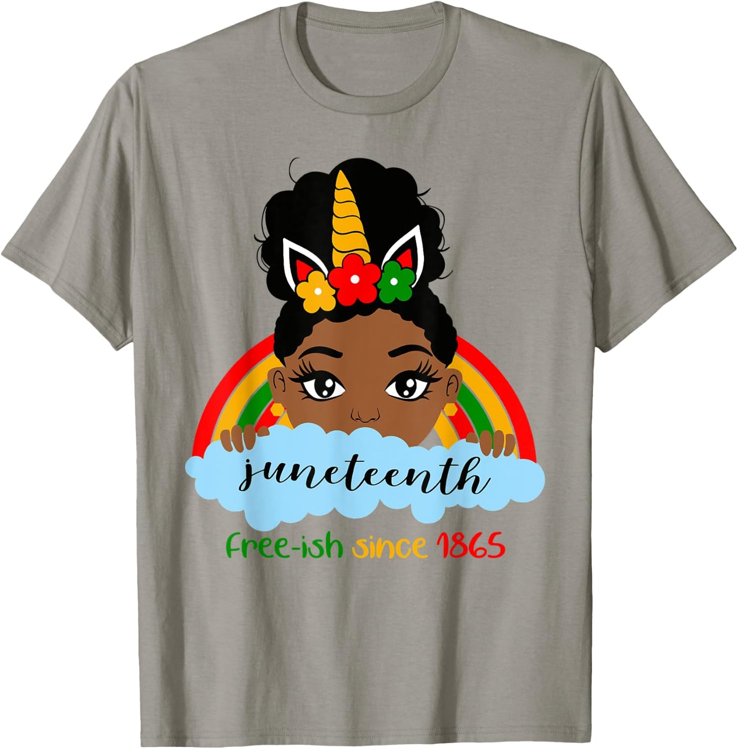 Juneteenth Unicorn Girl Little Princess Freeish since 1865 T-Shirt - T-Shirt | Sand