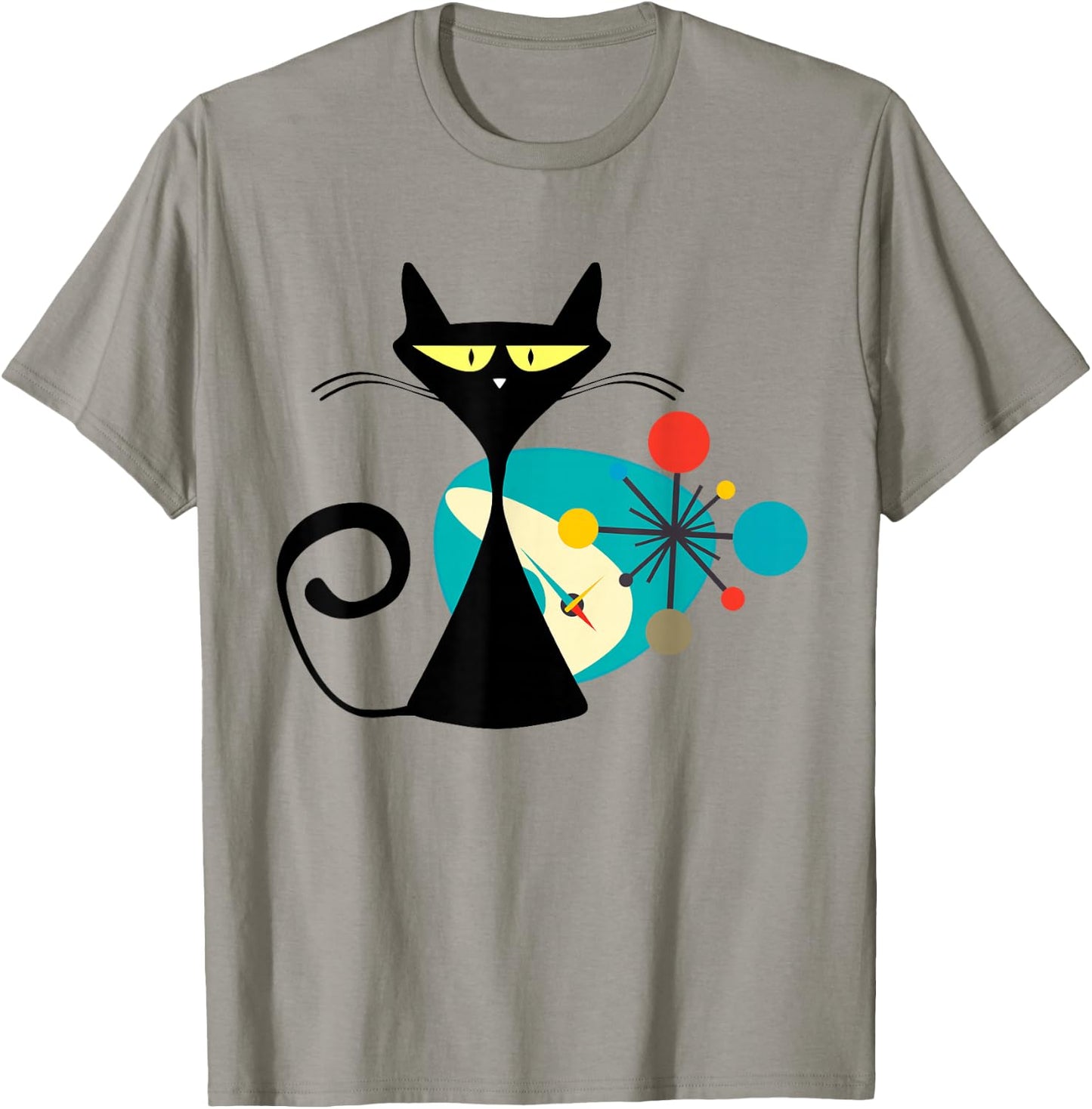 Midcentury Mid Century Cat Retro Atomic Age Space Modern T-Shirt - T-Shirt | Sand