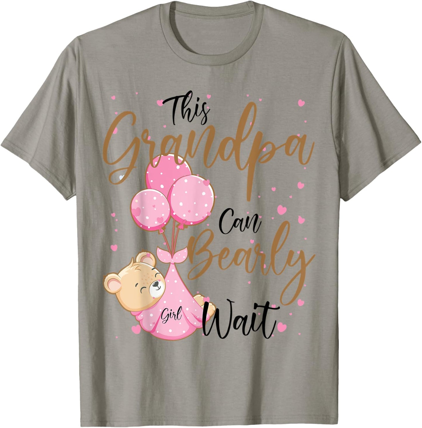Baby Bear Baby Shower Spring Grandpa Bearly Wait Baby Girl T-Shirt - T-Shirt | Sand