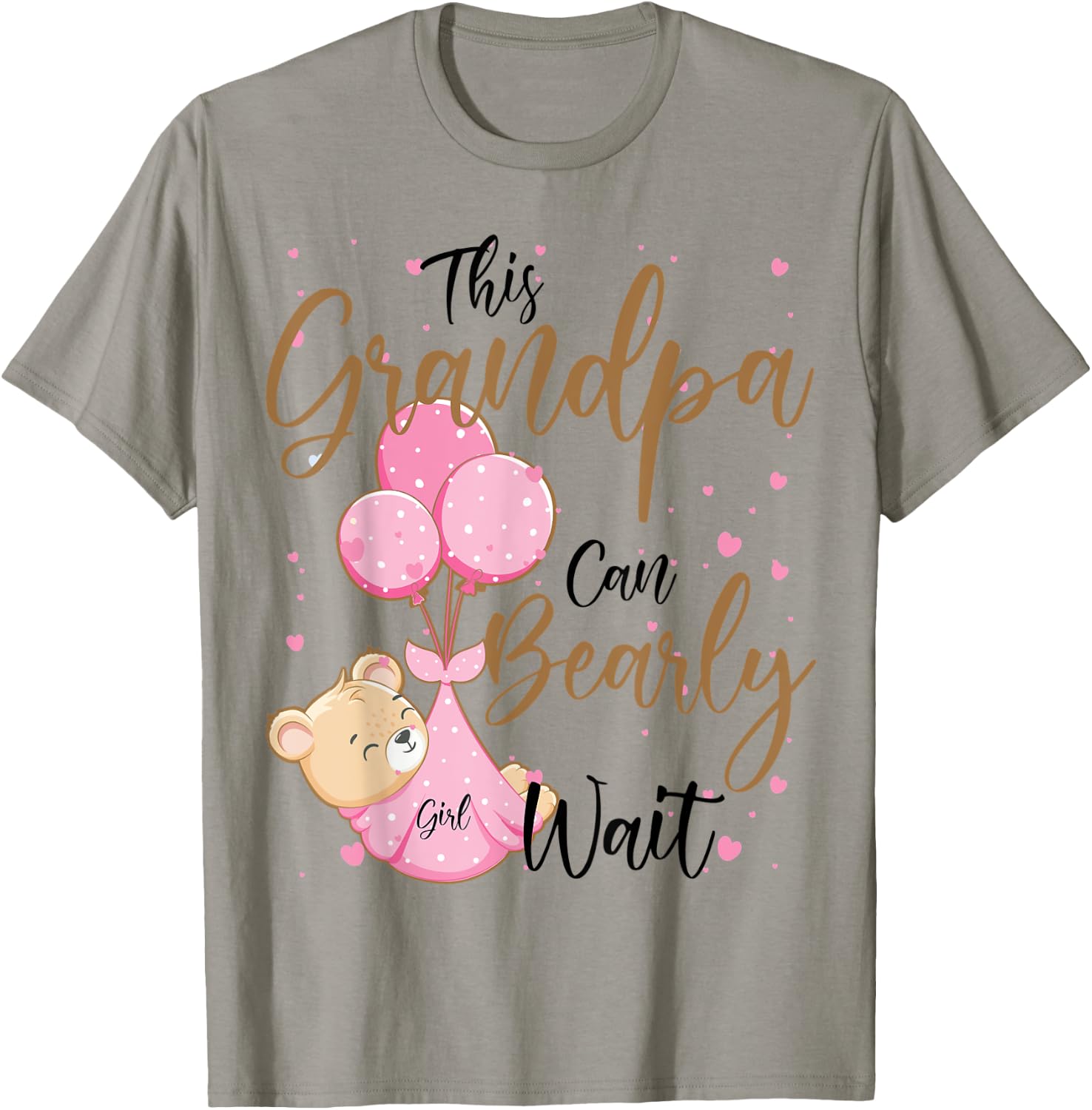 Baby Bear Baby Shower Spring Grandpa Bearly Wait Baby Girl T-Shirt - T-Shirt | Sand