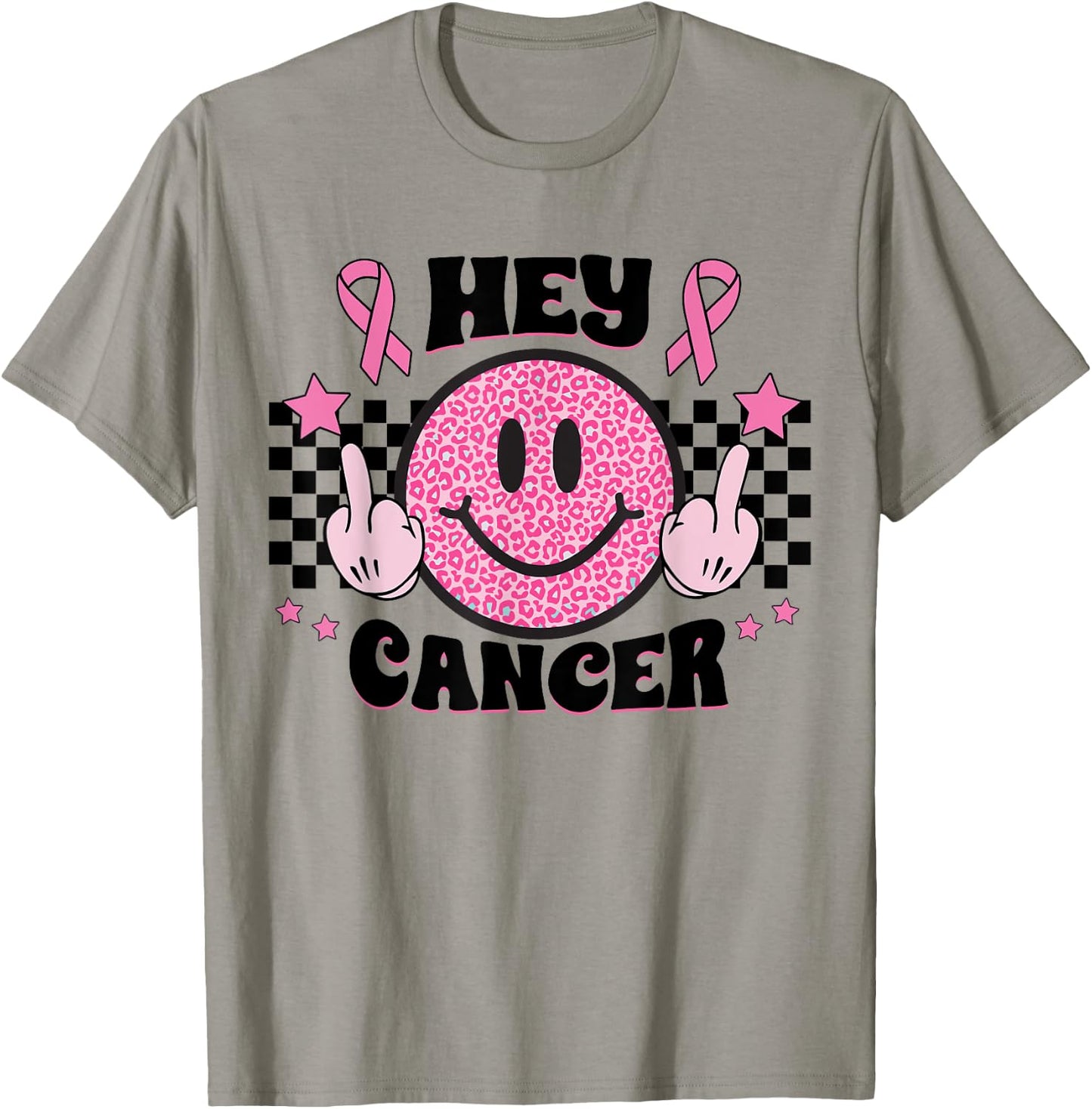 Fuck Cancer Smile Face Pink Ribbon Breast Cancer Awareness T-Shirt - T-Shirt | Sand