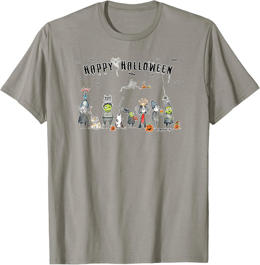 Red and Howling Spooky Friends Halloween Ghosts and Ghouls T-Shirt - T-Shirt | Sand