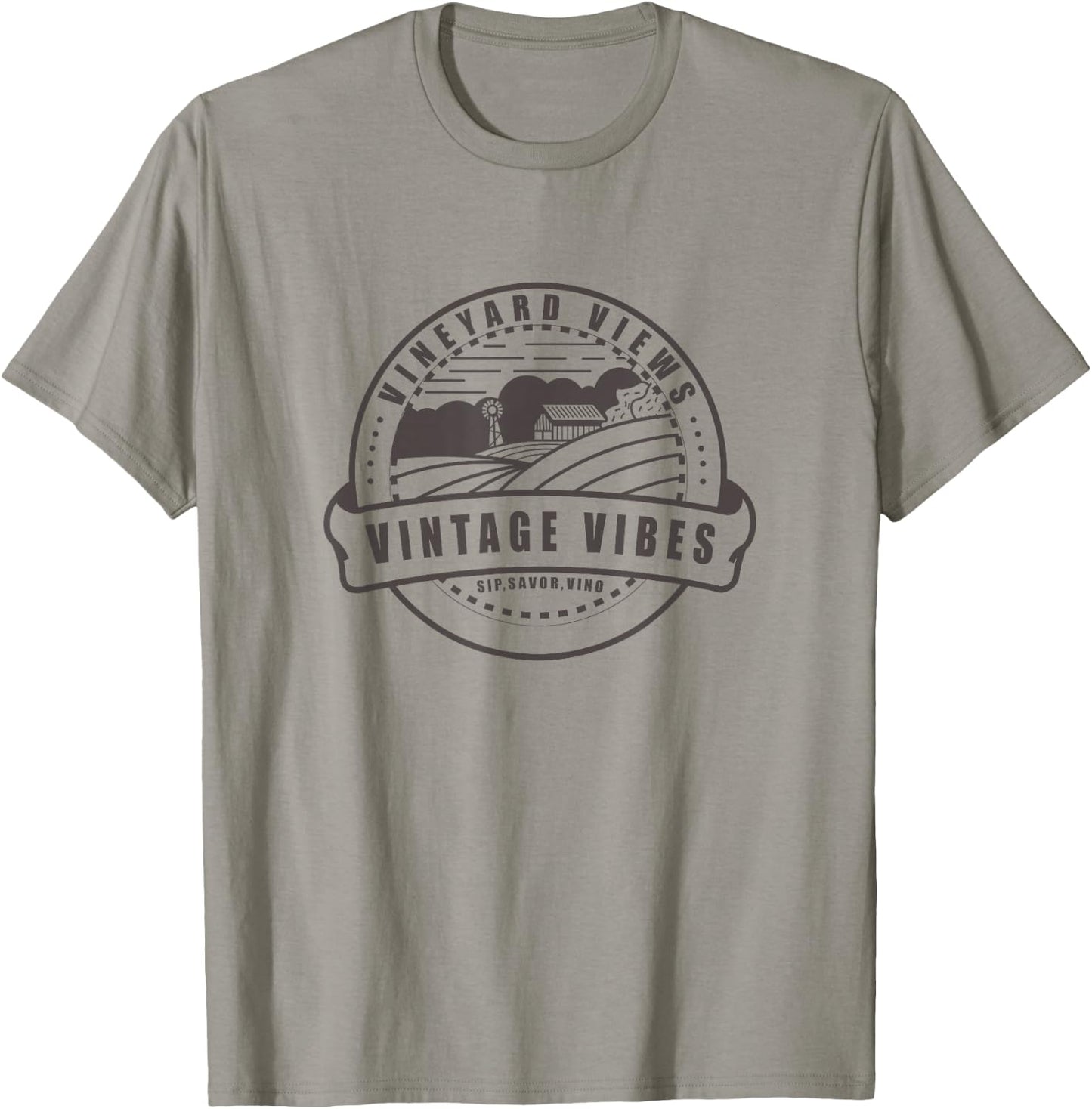 Vineyard Views Vintage Vibes Winery Farm Vines T-Shirt - T-Shirt | Sand